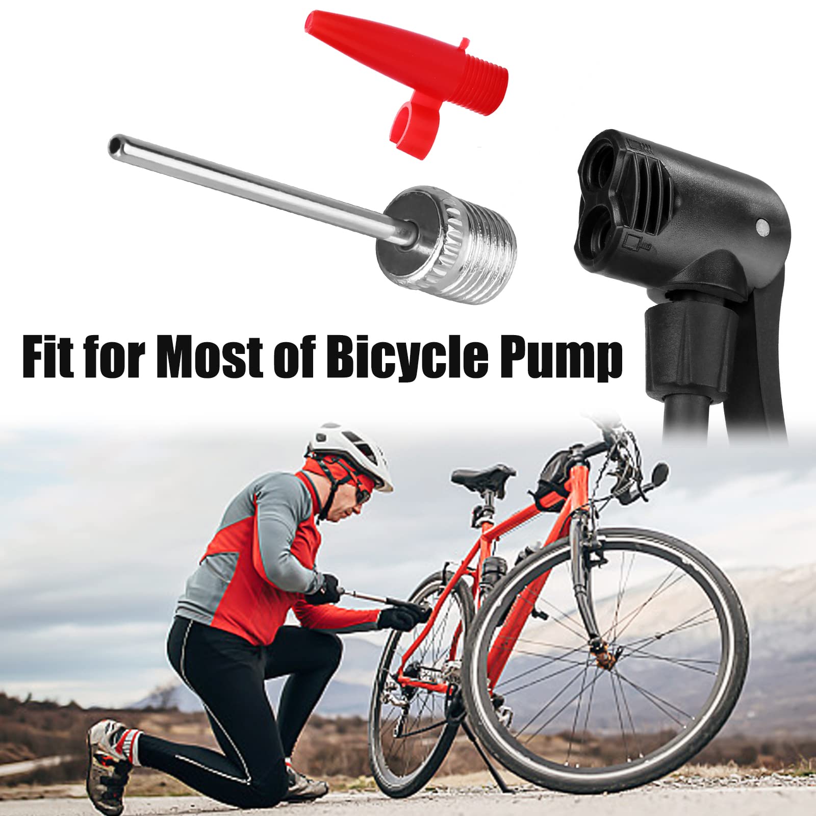 Yizhet Adattatore per Valvola Bicicletta, 12 Pezzi Valvola per Pompa Bicicletta Presta Schrader Dunlop, Ugello e Ago per Gonfiare Palloni, Convertitore SV AV DV in Ottone e Prolunga
