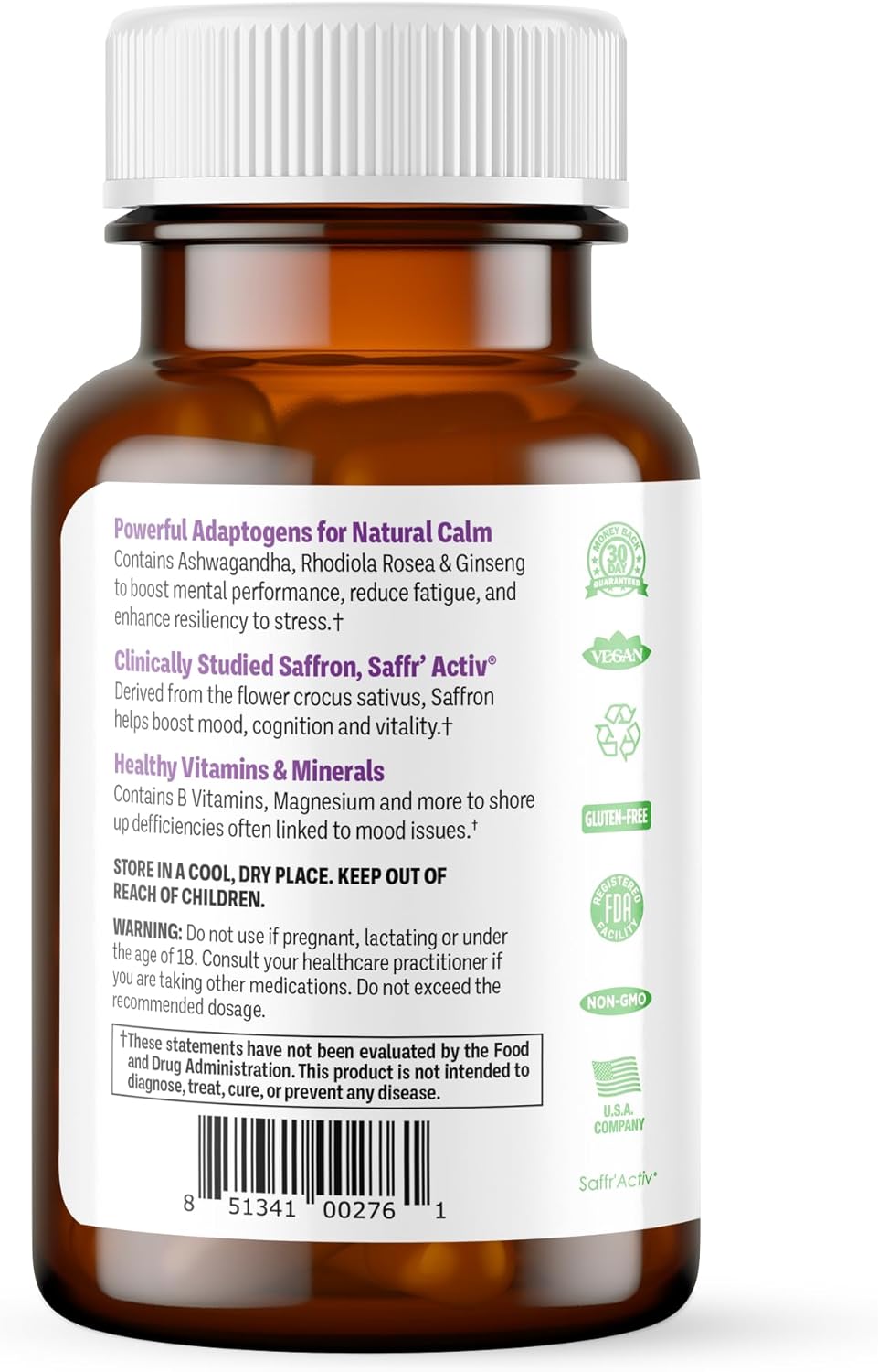 Procera Mood Support - Boost Mental Performance - Clarity - Mood Stability - Stress - Anxiousness - Mental Fatigue - Adaptogens - Saffron - Magnesium - Ashwagandha - Rhodiola - 60 Count