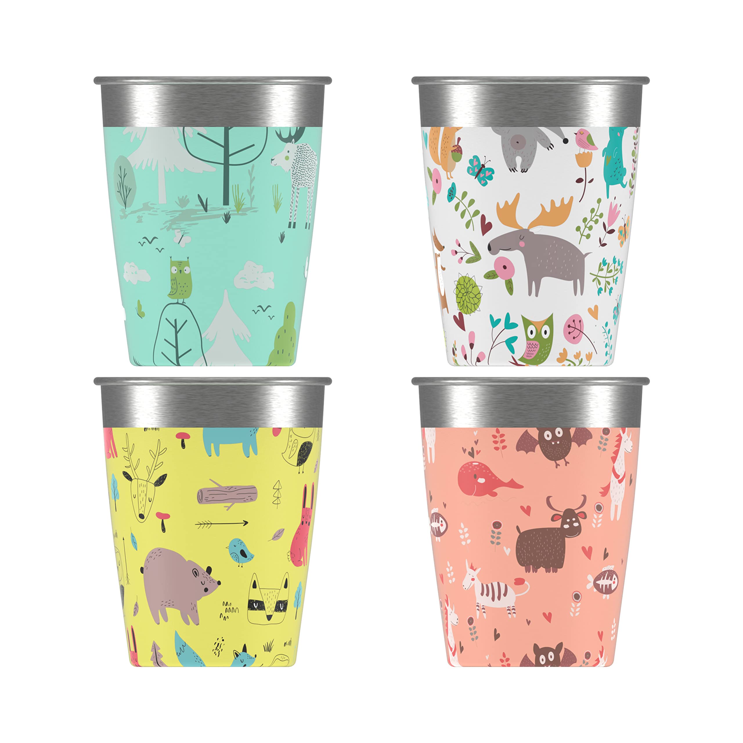 Sigg Set de Gobelets pour Enfant (4 x 0,35 L), Gobelets Réutilisables au Design Coloré pour Filles et Garçons, Verres pour Enfants à Utiliser à la Maison et en Extérieur