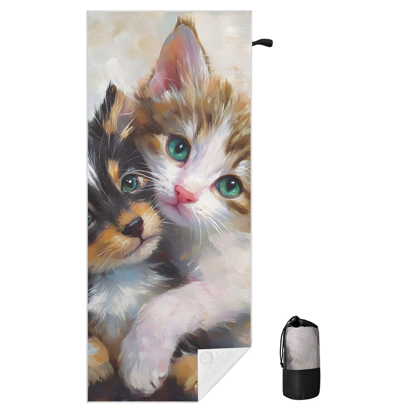 Toallas de playa grandes con bolsas de malla para adultos, gatos y perros, toalla de baño con cierre magnético, toalla absorbente de secado rápido para piscina, camping y viajes, 190 x 80 cm