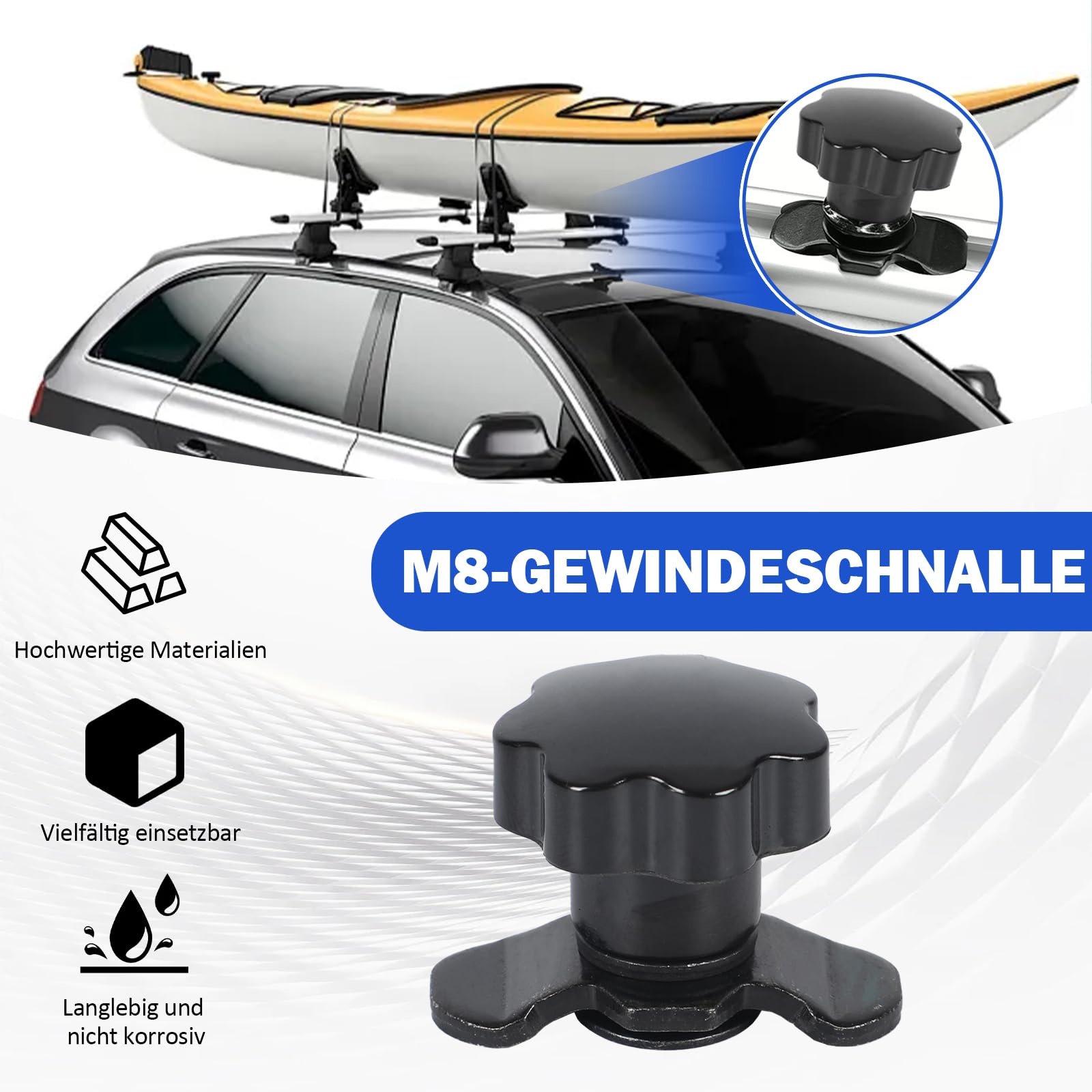 10 guide a vite per airline, M8 Airline Fitting Airline, impugnatura a stella, accessorio per avvitamento airline, guarnizione singola per binari di ancoraggio 500daN, raccordo airline (M8 x