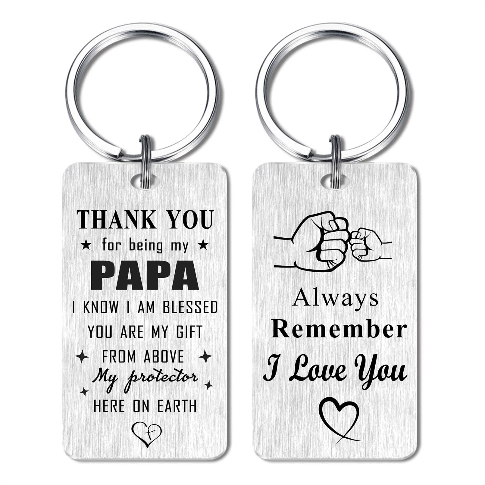 Jzxwan Papa Keychain Gifts from Godchildren, Thank You Papa Birthday Keychain Gift Ideas for Men, Love You Thanksgiving Present from Granddaughter Grandson