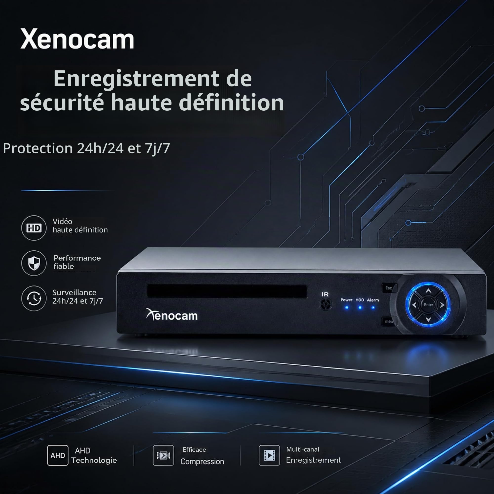 DVR 8 canaux 1080N Hybride 5 en 1 AHD 1080p NVR+1080N AHD+960H Analogique+TVI+CVI Système de sécurité DVR Autonome Enregistreur vidéo
