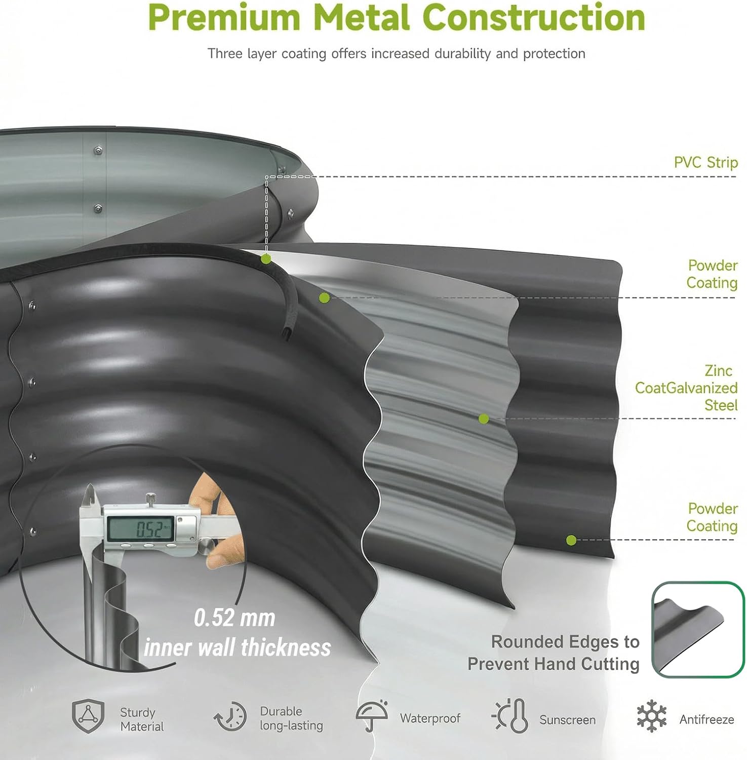 2PCS 4x2x1 FT Oval Metal Raised Garden Bed Kit, Elevated Garden Planter Box Outdoor, Trough Planter for Outdoor Plants, Flower, Vegetables, Fruit, Herbs (Dark Gray)