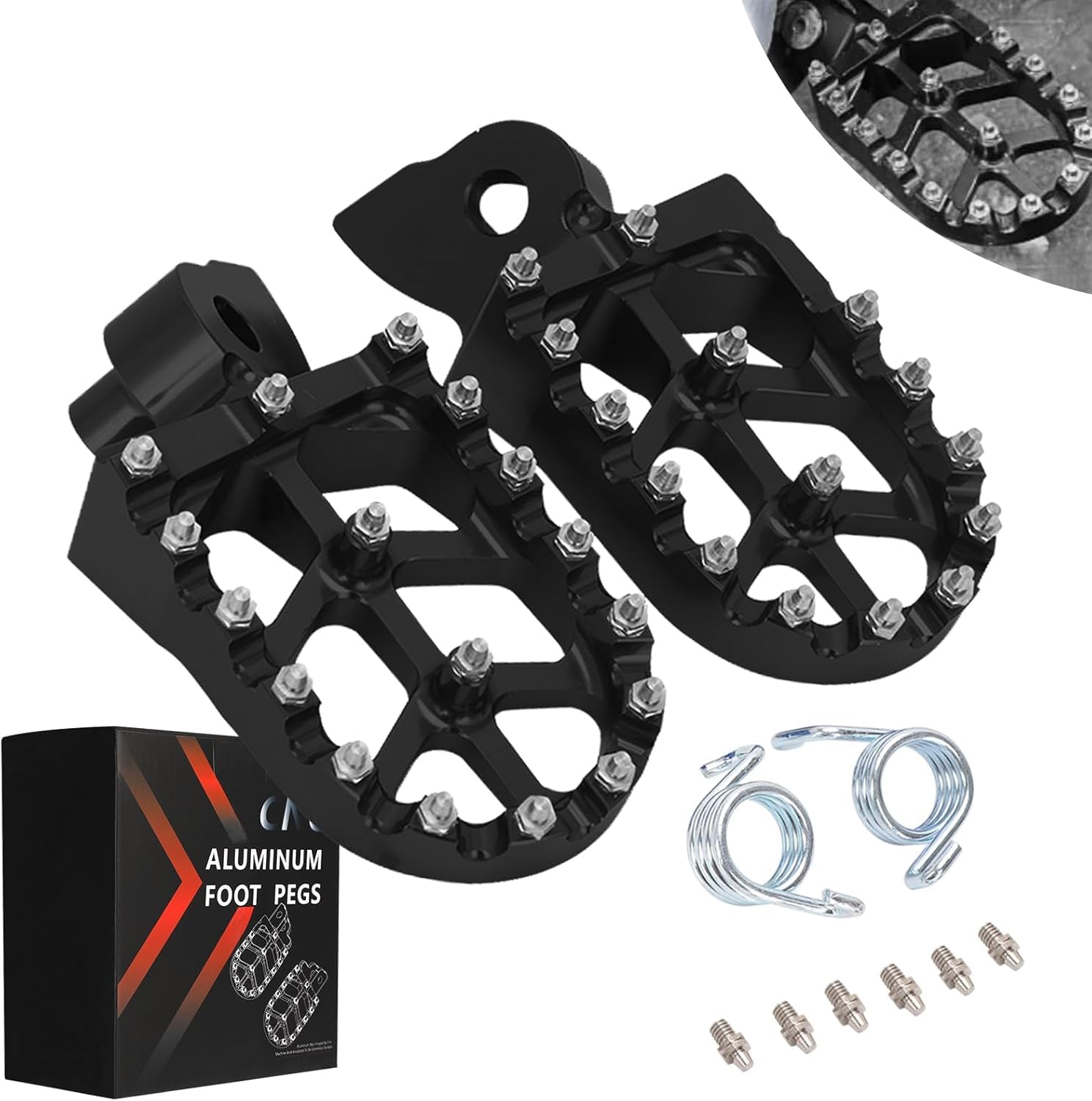 JFG RACING Dirt Bike Foot Pegs,CNC Rest Pedal Footpegs for YZ65 18-23/YZ85 02-23/ YZ125 97-23/YZ250 98-23/YZ250F WR250F 01-23/YZ450F WR450F 03-23/YZ125X 17-23/YZ250X YZ250FX YZ450FX WR426F-Black