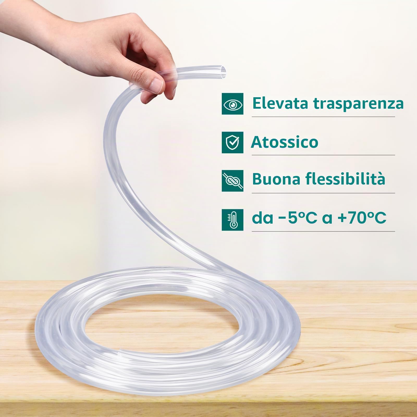 Kesote 10mm(diametro interno) x 12mm(diametro esterno) Tubo Flessibile in PVC, Tubo Trasparente di 3 Metri Ideale per Serbatoio e Acquario