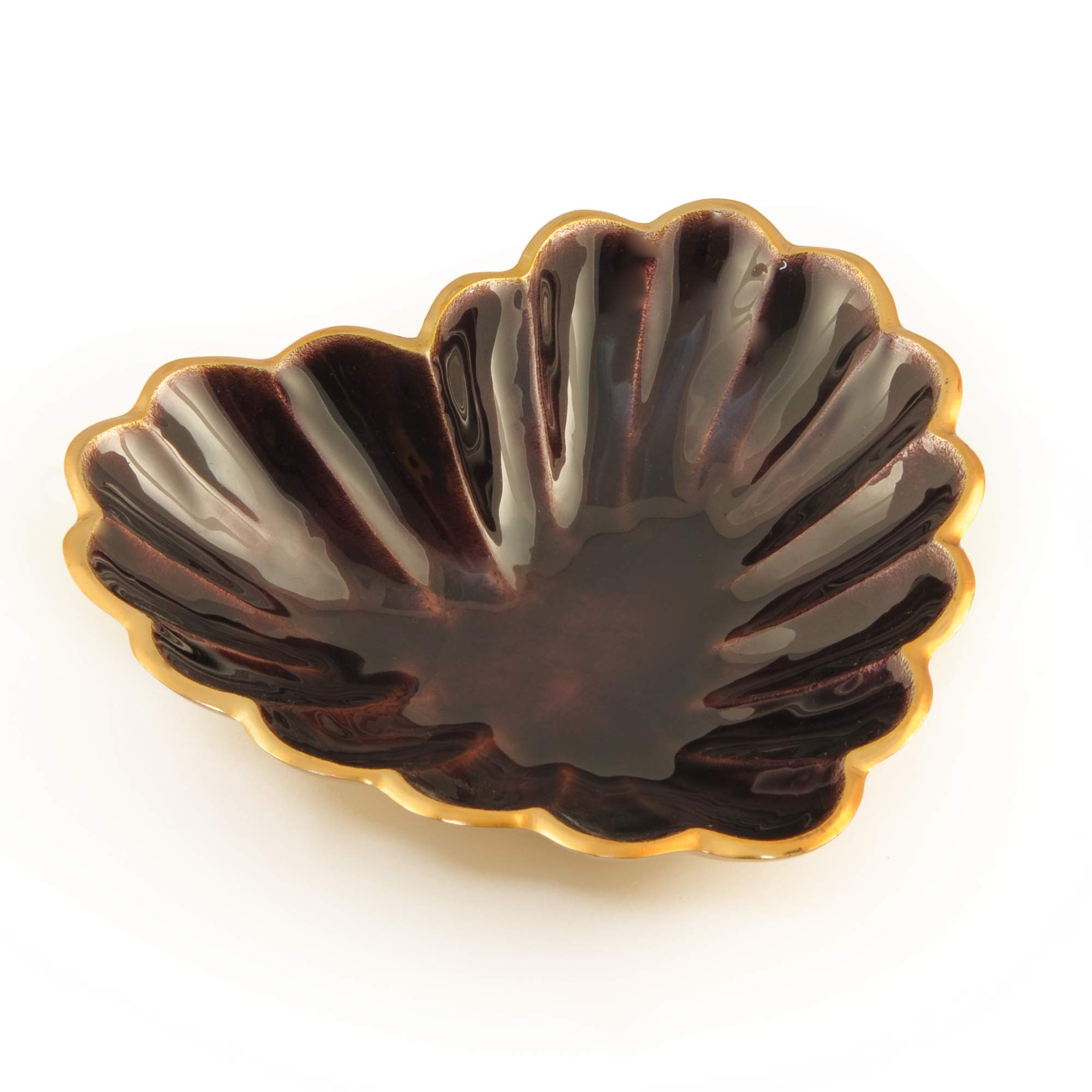 Bowl Heart Shape Purple With Enamel Color & Outside Gold Finish