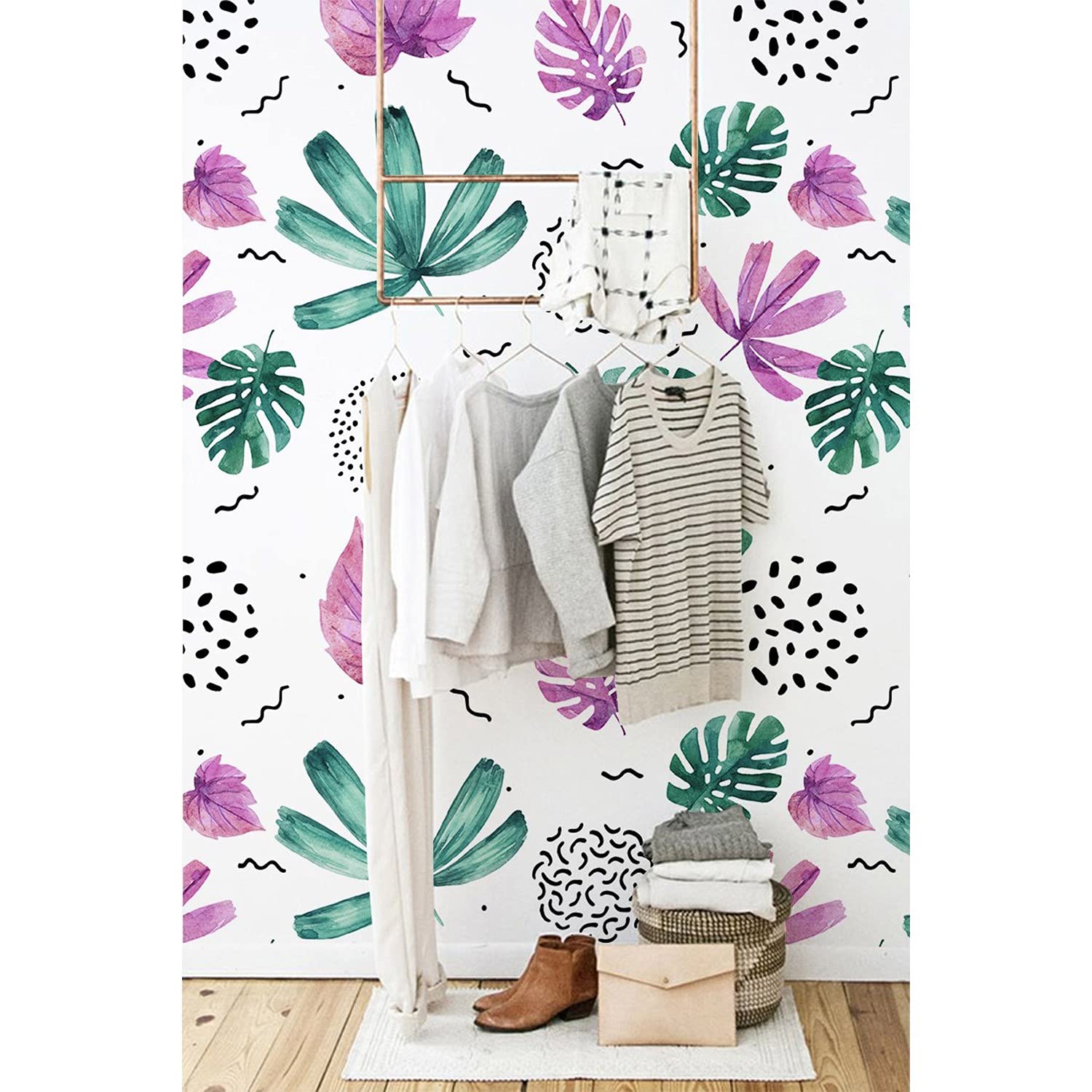 Papier peint latex Abstraction tropicale lavable et résistant pour murs et meubles 290x290