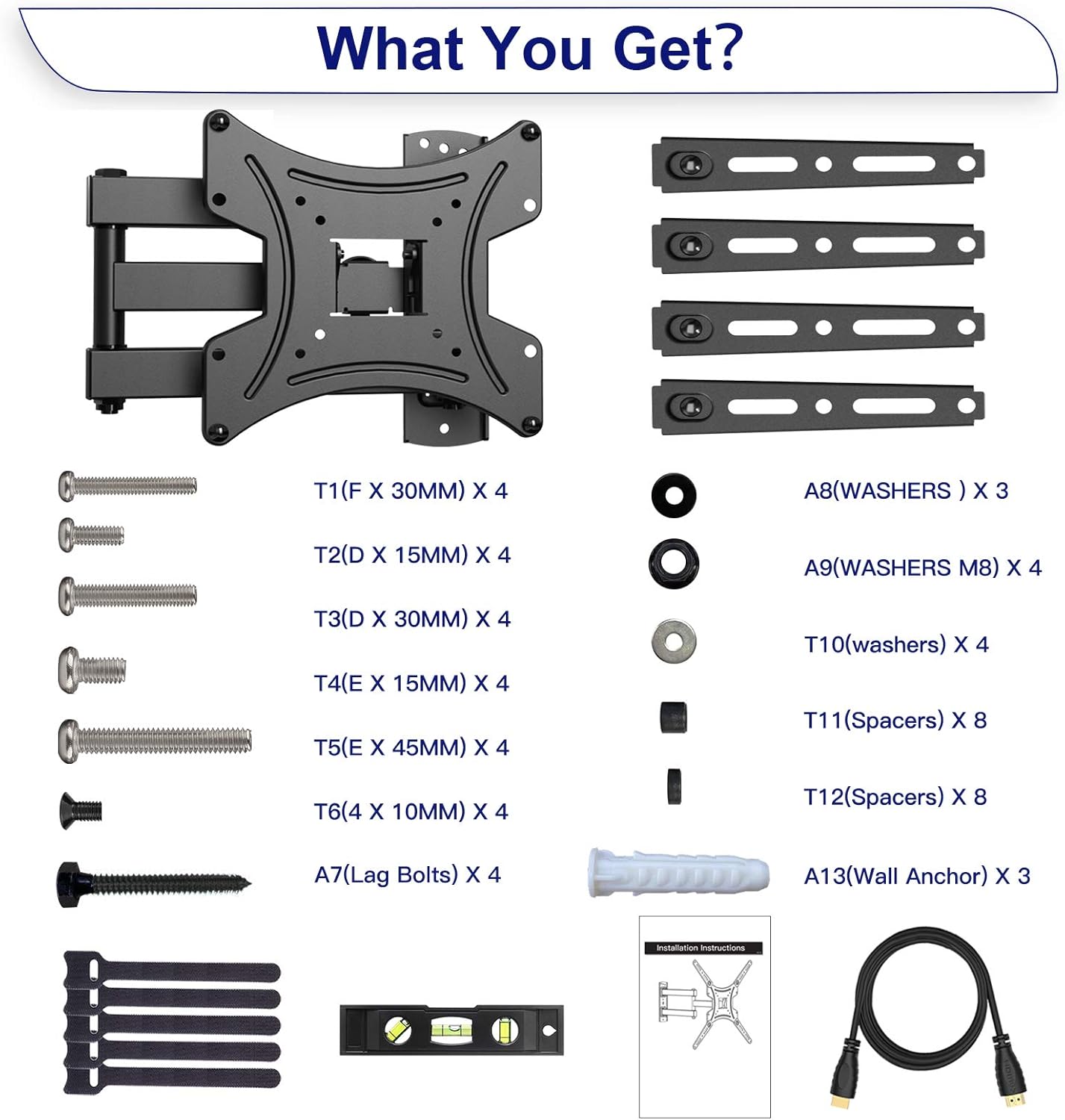 Uр Tо 40% оƒƒ TV Wall Mount, Full Motion TV Wall Mount for Most 13-55 Inch LED LCD Flat Curved Screen TVs, Swivel Extension Articulating Rotation TV Mount Bracket with Max VESA 400x400mm and Holds up to 66lbs