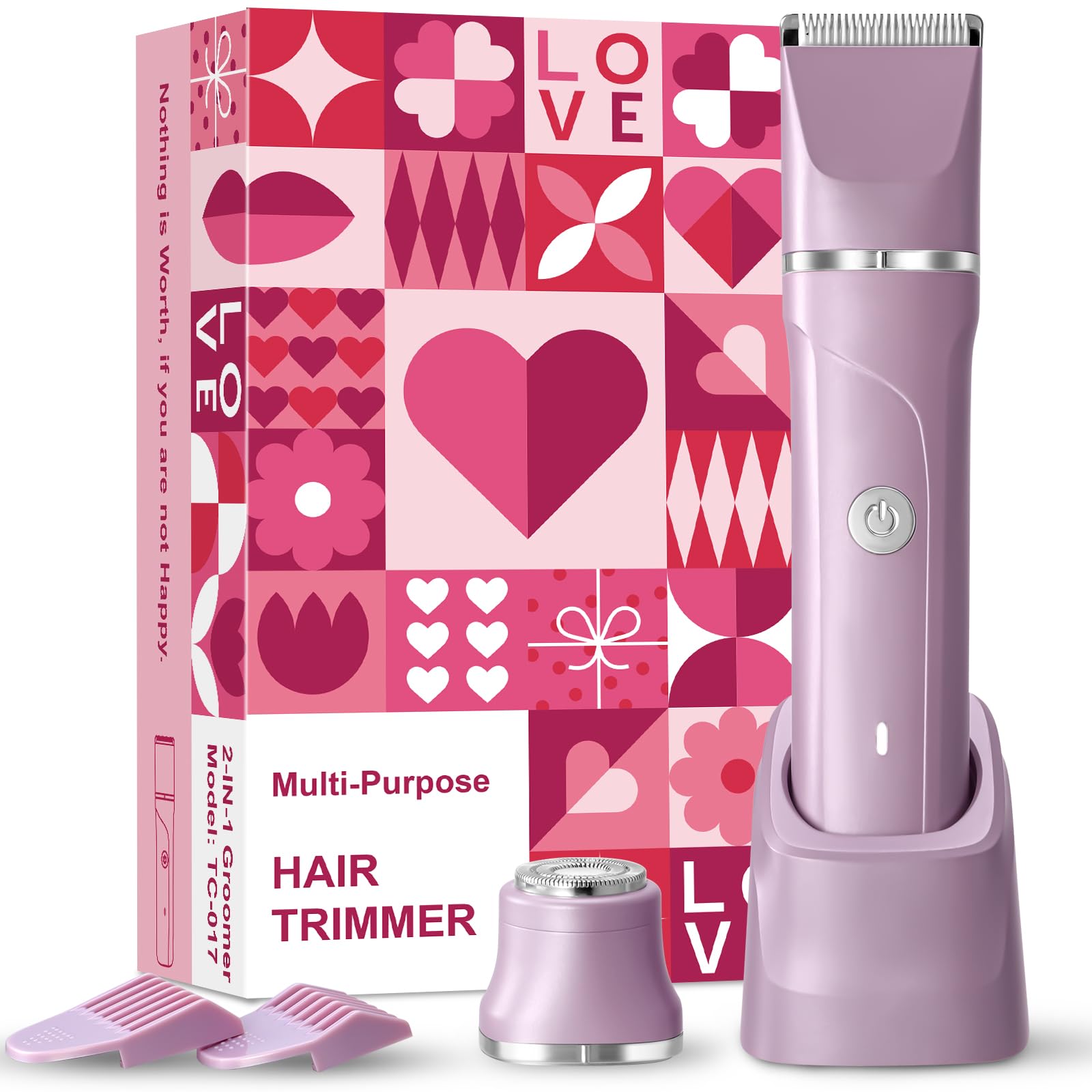 Electric Razors for Women 2 in 1 Bikini Trimmer for Women Flawless for Facial Hair Removal, Body &amp; Legs, Waterproof Cordless Razors for Women with USB Charging Base, Perfect Self-Care Gift for Her