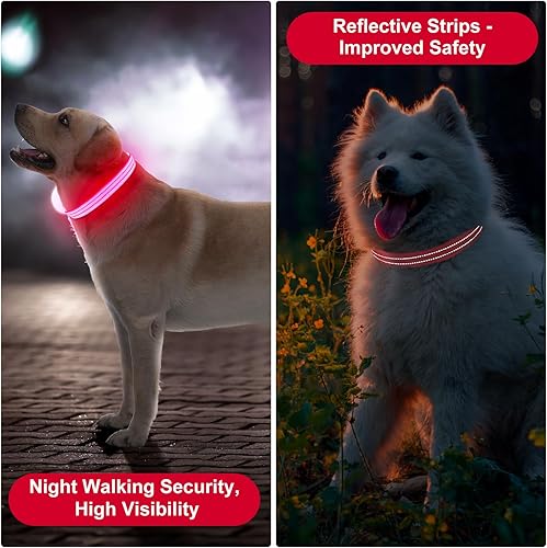 Miniatura 5 de Visinite Collar de perro LED recargable por USB, collares de perro con luz totalmente ajustable para perros pequeños, medianos y grandes, 3 modos