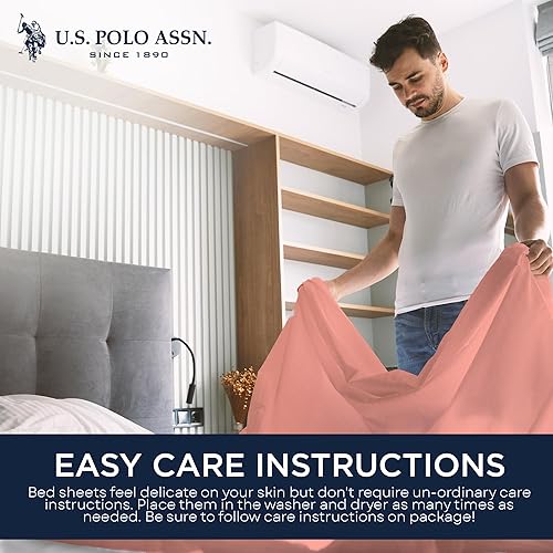 Miniatura 4 de U.S. Polo Assn. Para todas las estaciones, material de camiseta suave y acogedor, juego de sábanas de algodón de 4 piezas de 1800 hilos