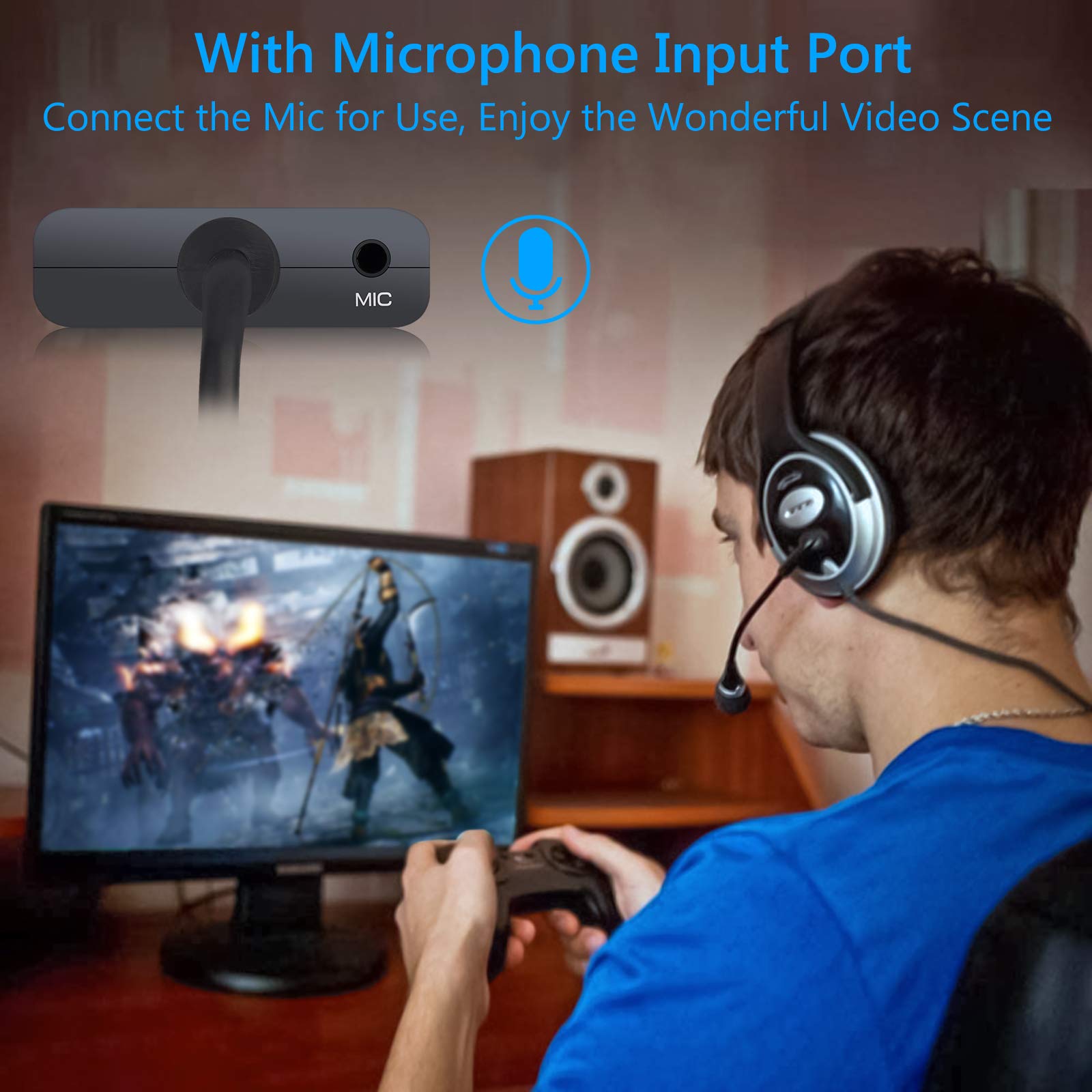 eSynic Scheda di acquisizione video da HDMI a USB 3.0, dispositivo di streaming 1080p 60 fps con loop-out e ingresso microfono, cattura giochi a latenza zero per PS4/Xbox/Switch/OBS | compatibile con