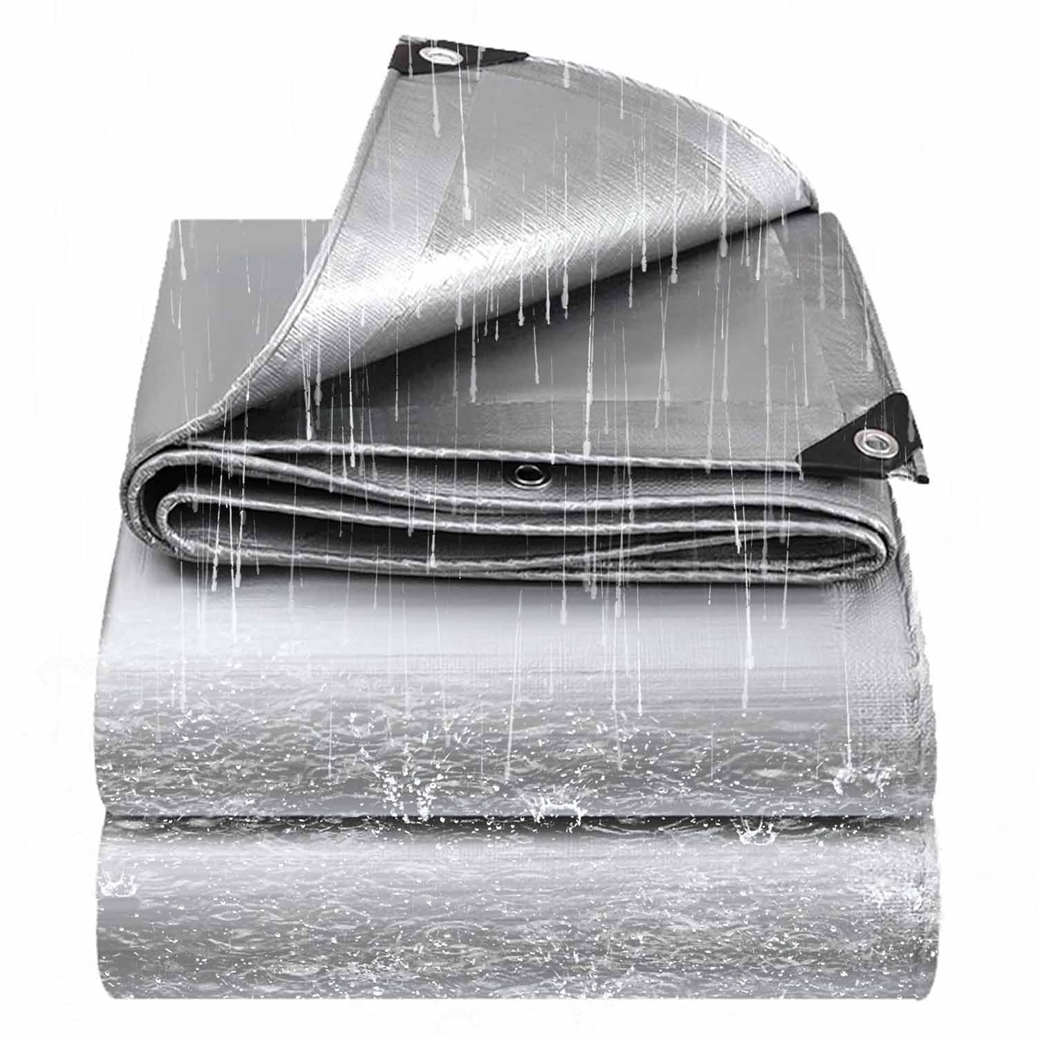 Ffsaacol Tarps Heavy Duty Waterproof, Tarpaulins With Eyelets, Double-Sided Waterproof, Poly Tarpaulin with Reinforced Edges for Covering Courtyards, Cars, Camping C, 2x5m/6.6x16.4ft