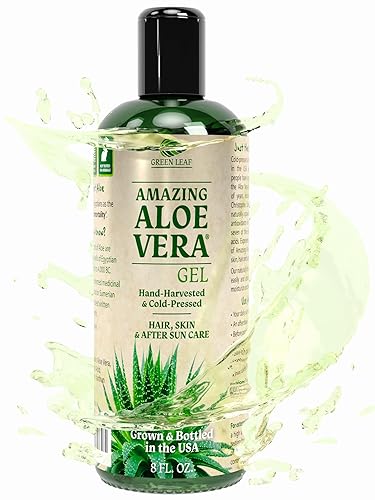 Green Leaf Naturals - Gel de aloe vera orgánico 100 puro tamaño de viaje gel para cara piel cabello quemaduras solares hidratante diario loción para