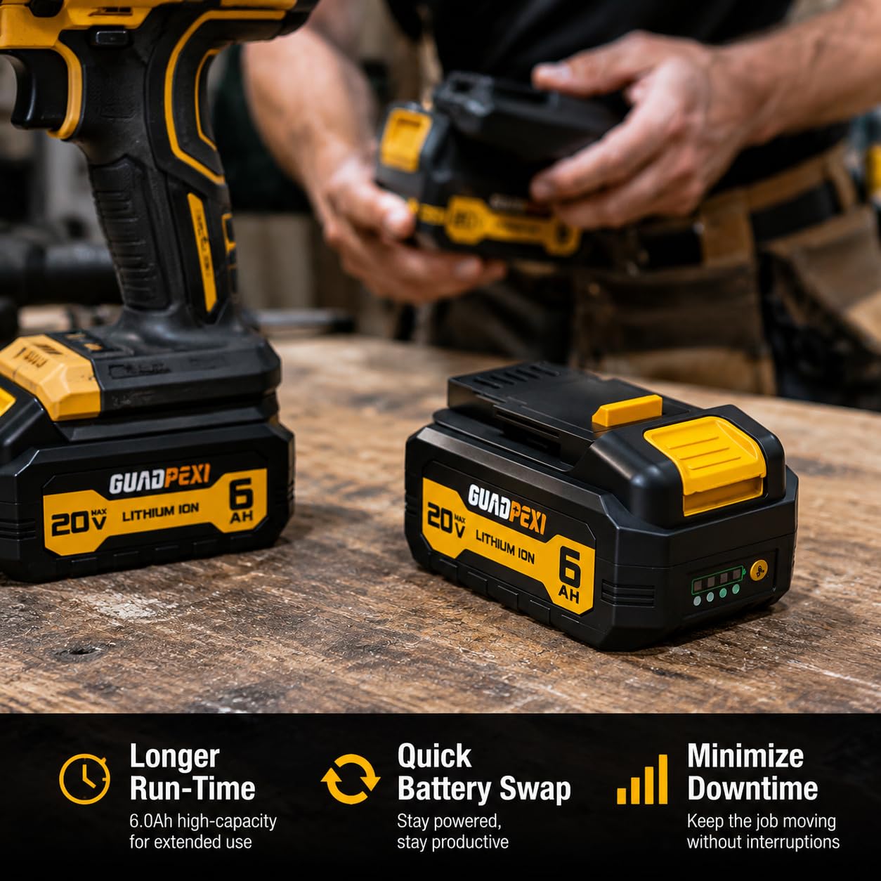 Batería de repuesto para DeWalt DCB207, paquete de 2 baterías de iones de litio de 20 V 6.0 Ah para herramientas DeWalt 20V Max (DCB200/201/203/204/207), alta potencia y larga duración (2)
