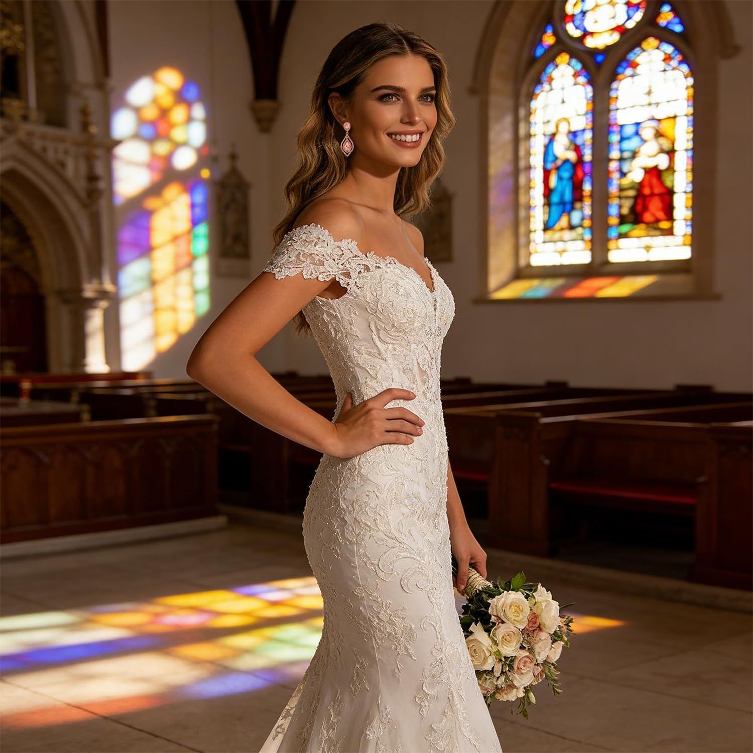 NLCAC Women Pear Shape Crystal Earrings Dangle Teardrop Rhinestone Chandelier Bridal Earring for Wedding - Image 6