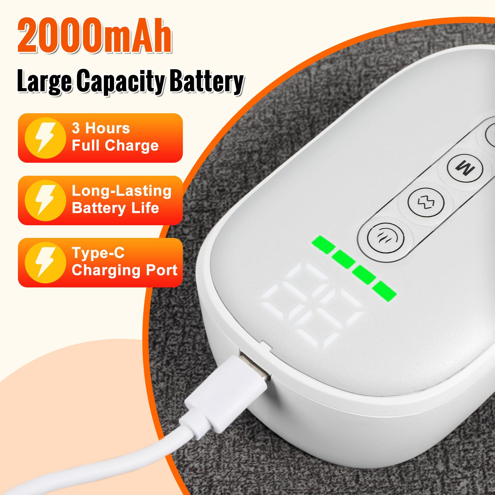 Beinmassagegerät, Elektrisches Wadenmassagegerät mit 4 Modi, 8 Intensitätsstufen, 4 Heizstufen und 2000-mAh-Akku, zur Förderung der Durchblutung, Schmerzlinderung (1pc)