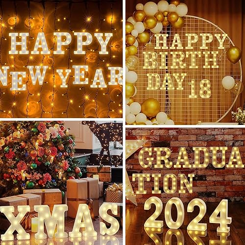 Miniatura 7 de Letras con luces G, letras grandes para decoración de fiestas, luces de letras de marquesina LED, adornos de letras, letrero con nombre para pared,