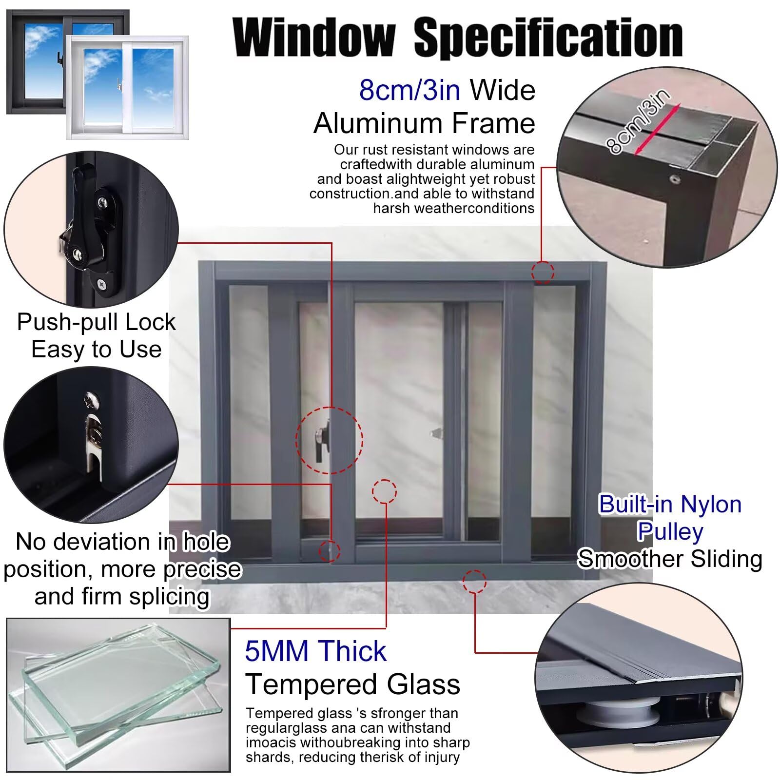 Amazon.com: 34x34 House Replacement Windows, Aluminum Sliding