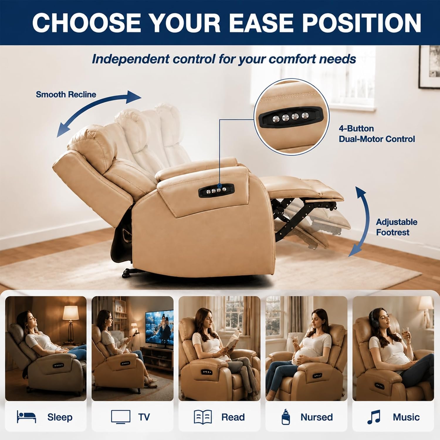 Power Recliner Controller for RMT with 4 Button, 5 Male and 2 Female Pin Lift Chairs Cable, Controller Hand Control Replace WPS4C10073 / 23300195X000(B) / 23300235X000 DK.08.07.110 / 141600640