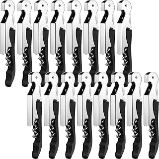 Honoson 24-Pack Black Waiter Corkscrews - Professional Wine Beer Bottle Openers for Bartenders, Travel, Home, Bar