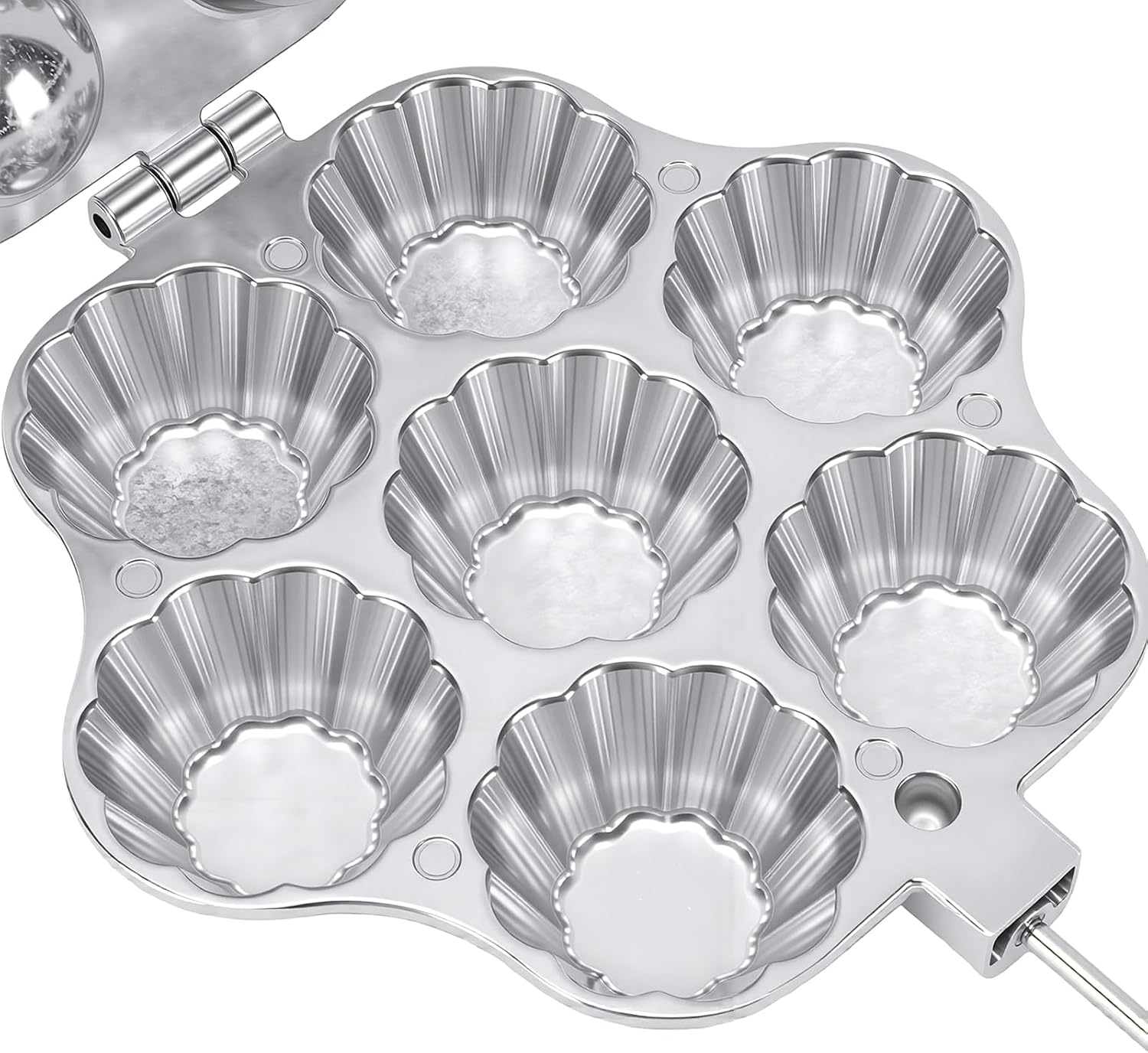 Open Pies Cookie Maker with Wood Handles, AntiStick Aluminum Alloy Baking Pan for Tarts, Cupcakes & Egg Tarts, Even Heat Distribution, Easy to
