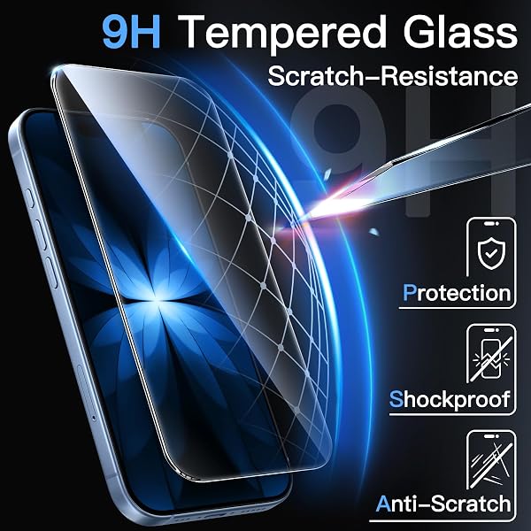 JETech Screen Protector for iPhone 17 6.3-Inch, Tempered Glass Film with Easy Installation Tool, 9H Hardness, Case-Friendly, 3-Pack - 4