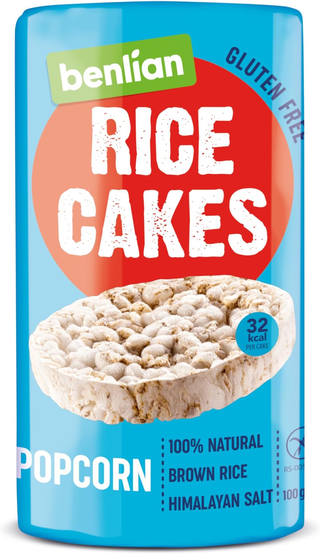 Benlian Brown Rice Cakes, Popcorn Flavor, 100g | Gluten-Free | High Fiber | Vegan-Friendly | No Artificial Additives
