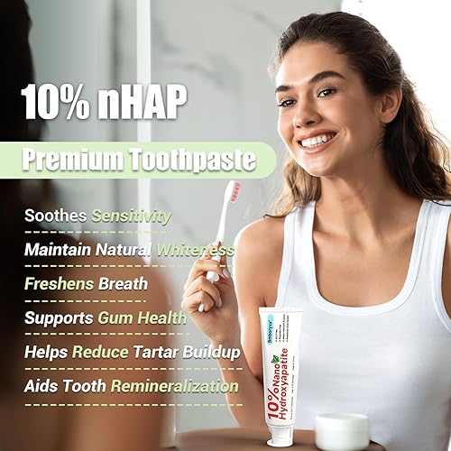Miniatura 2 de Pasta de dientes 10% nanohidroxiapatita, sin SLS y flúor, pasta de dientes remineralizante para dientes sensibles, blanqueamiento, antiplaca,