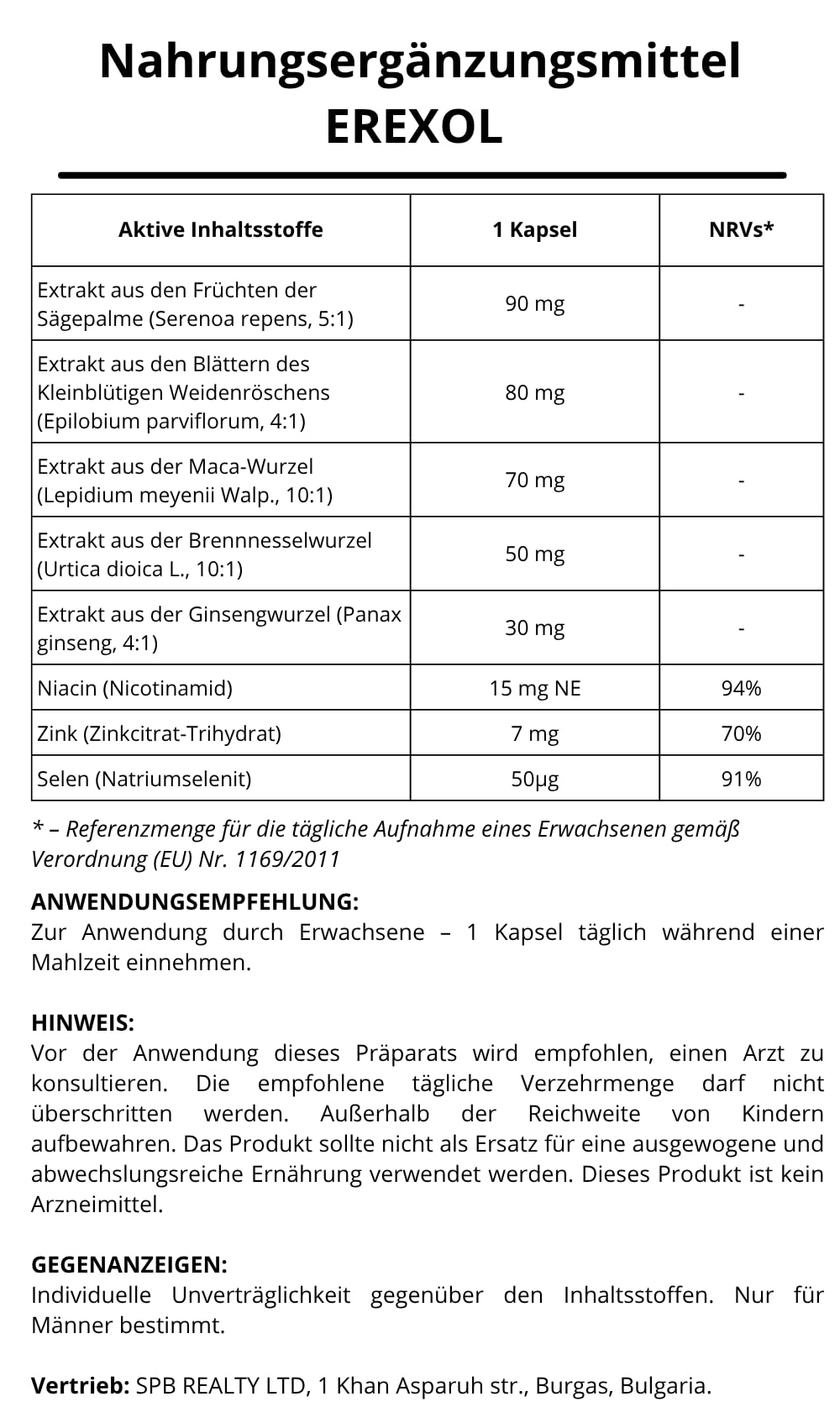 Complexe Naturel d’Extraits de Plantes et de Maca – Avec Niacine, Zinc & Sélénium – Complément Alimentaire – 60 Gélules. (1)