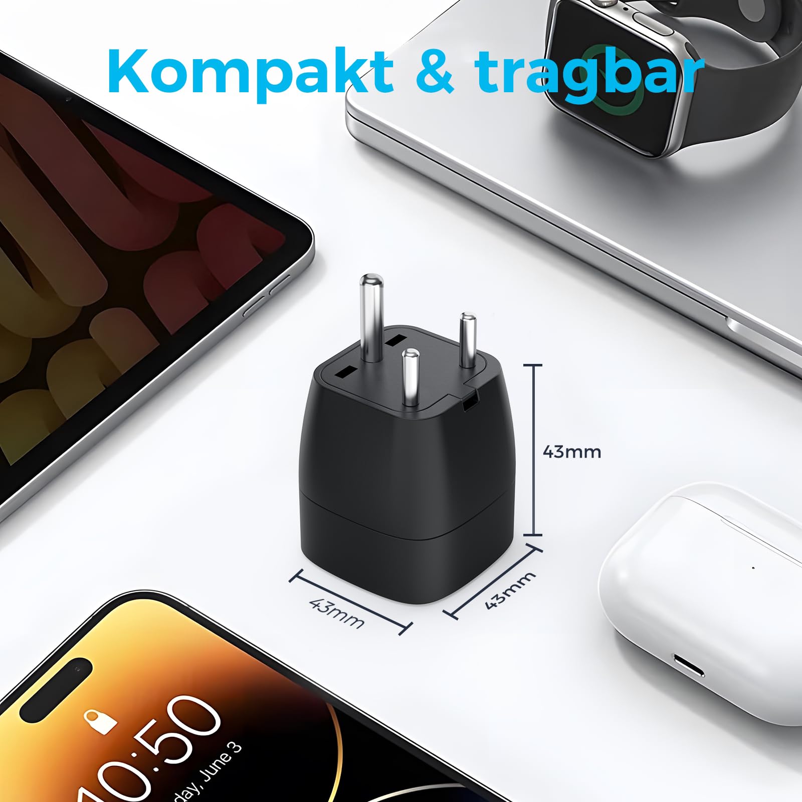 Oliveria Adaptateur De Voyage 2 Pièces - UE/France Vers Inde Type D - Pour Sri Lanka, Népal