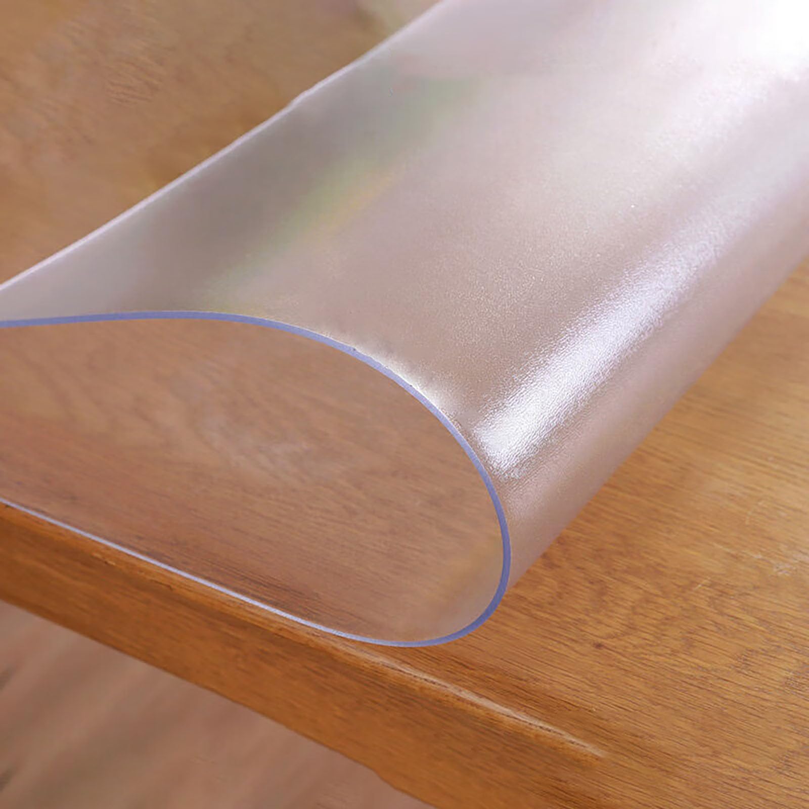 RICOLUS Rectangle Tablecloth Clear PVC Tablecloth, Table Protector,Transparent Waterproof Table Cover Wipeable,Table Protector Cover for Dining Room Tables (100x200cm,Frosted 1.5MM)