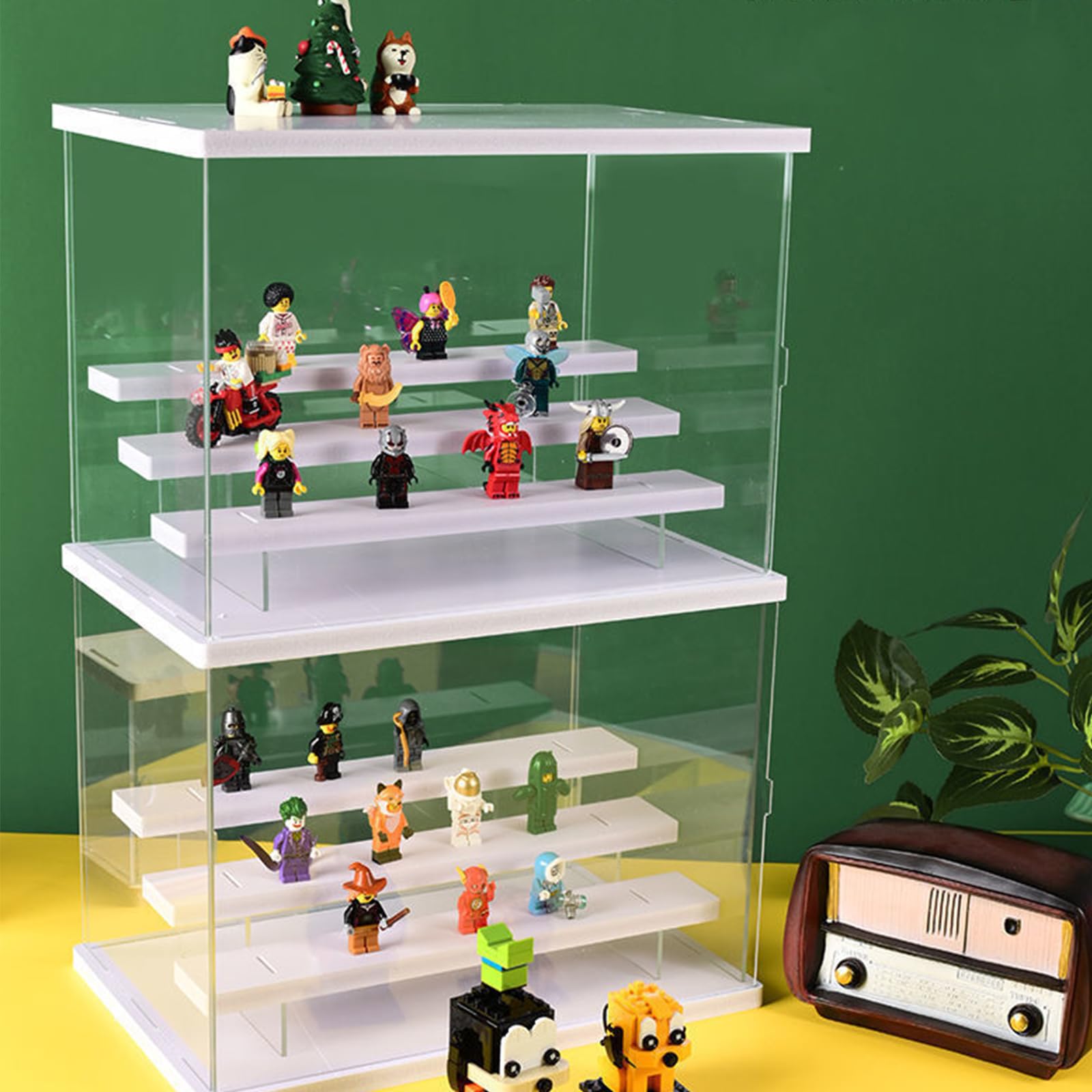 SWAWIS Witryna Teca pleksi akrylowa gablota szklana gablota ekspozycyjna przezroczysta gablota kolekcjonerska do przedmiotów kolekcjonerskich, figurek, miniaturowych figurek, 30,5 x 18 x 21,8 cm