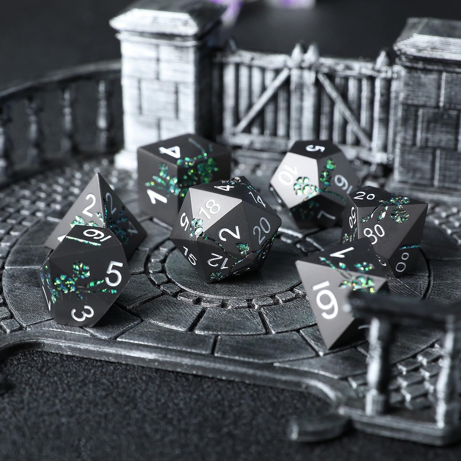 Elifel Metal DND Dice Set 7 PCS Flower Metallic Heavy Solid D&D Dice Set for Dungeons and Dragon TTRPG Tabletop Role Playing Game - Image 4
