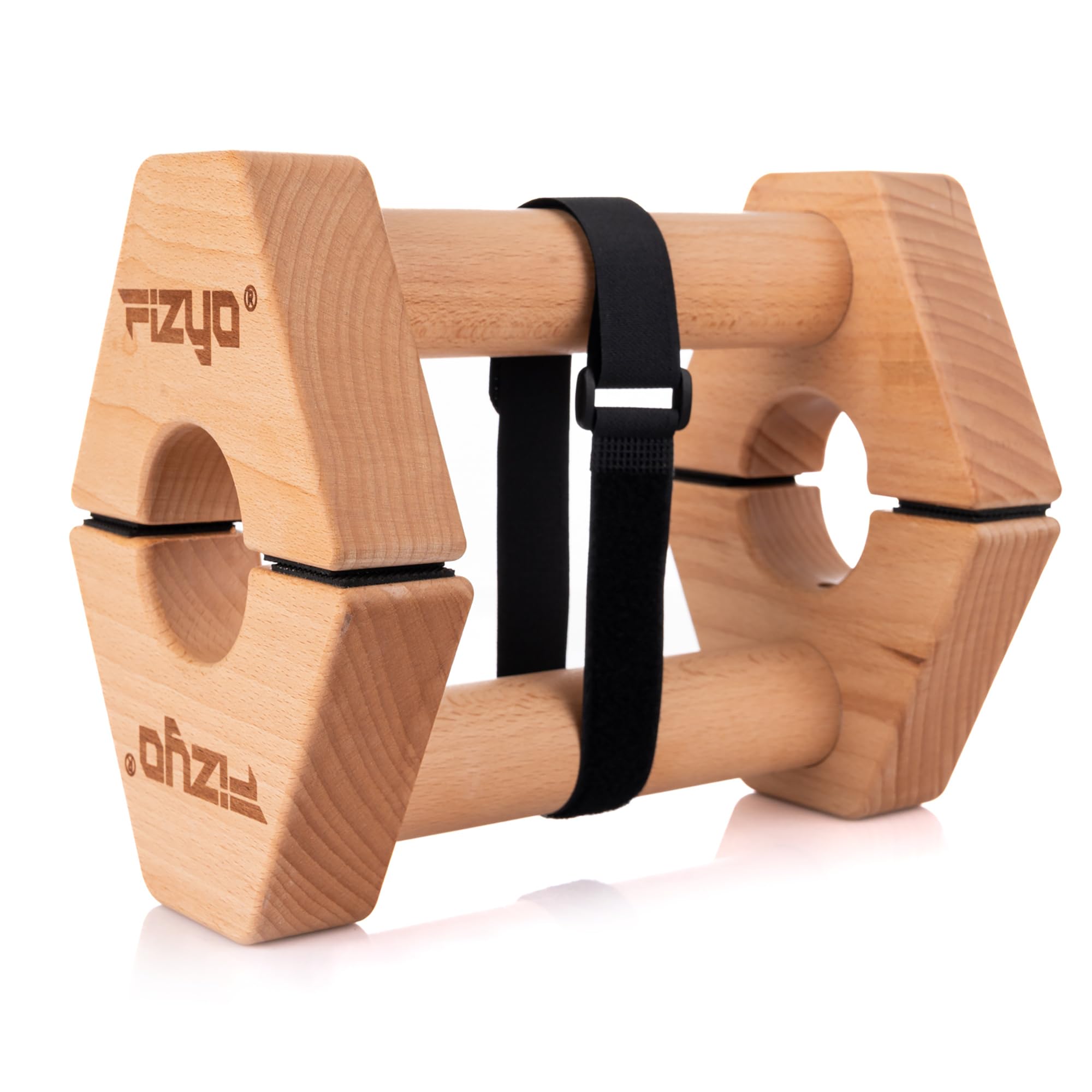 Fizyo Poignées pour Pompes en Bois, Parallettes de Callisthénie pour Entraînement de Force à Domicile, Base Antidérapante, Barres Push Up Fitness Musculation, 2 Pièces