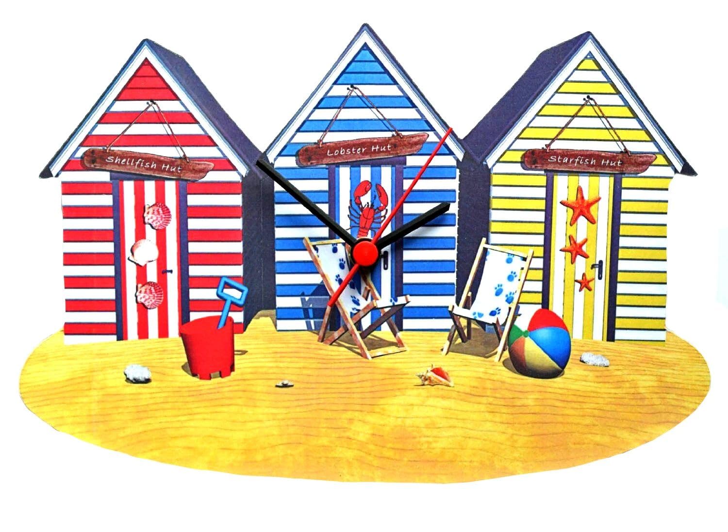 D&A Gifts Beach Hut Clock - Seaside Bathroom Clock - OC20C