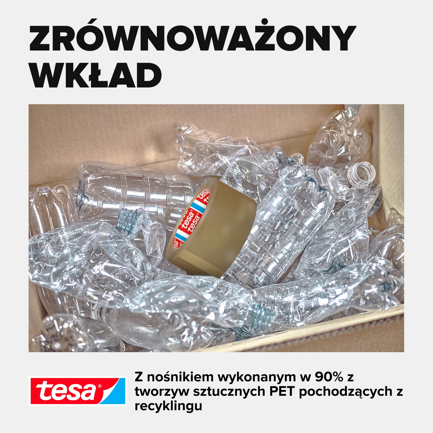 tesapack eco & ultra strong taśma do paczek - taśma samoprzylepna z materiału pochodzącego z recyklingu - bezpiecznie zakleja paczki o wadze do 30 kg - 1 rolka 50 m x 50 mm