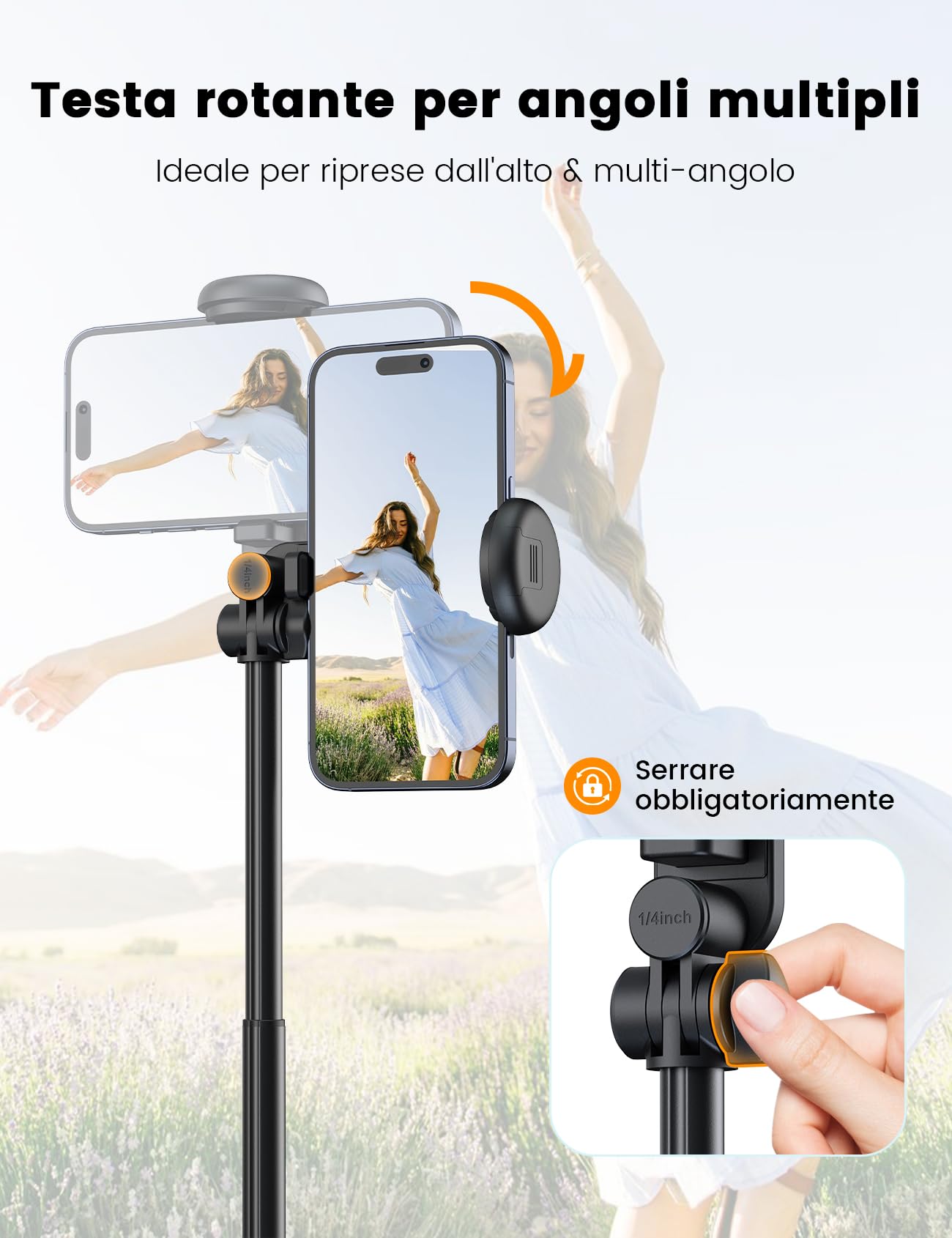 ANXRE Treppiede Smartphone Con Luce, NT99 172cm Bastone Selfie Kit Per Foto E Video Per Cellulari, Supporto Cellulare Cavalletto Telefono Con Control Remoto Compatibile Con Phone/Gopro/Telecamera