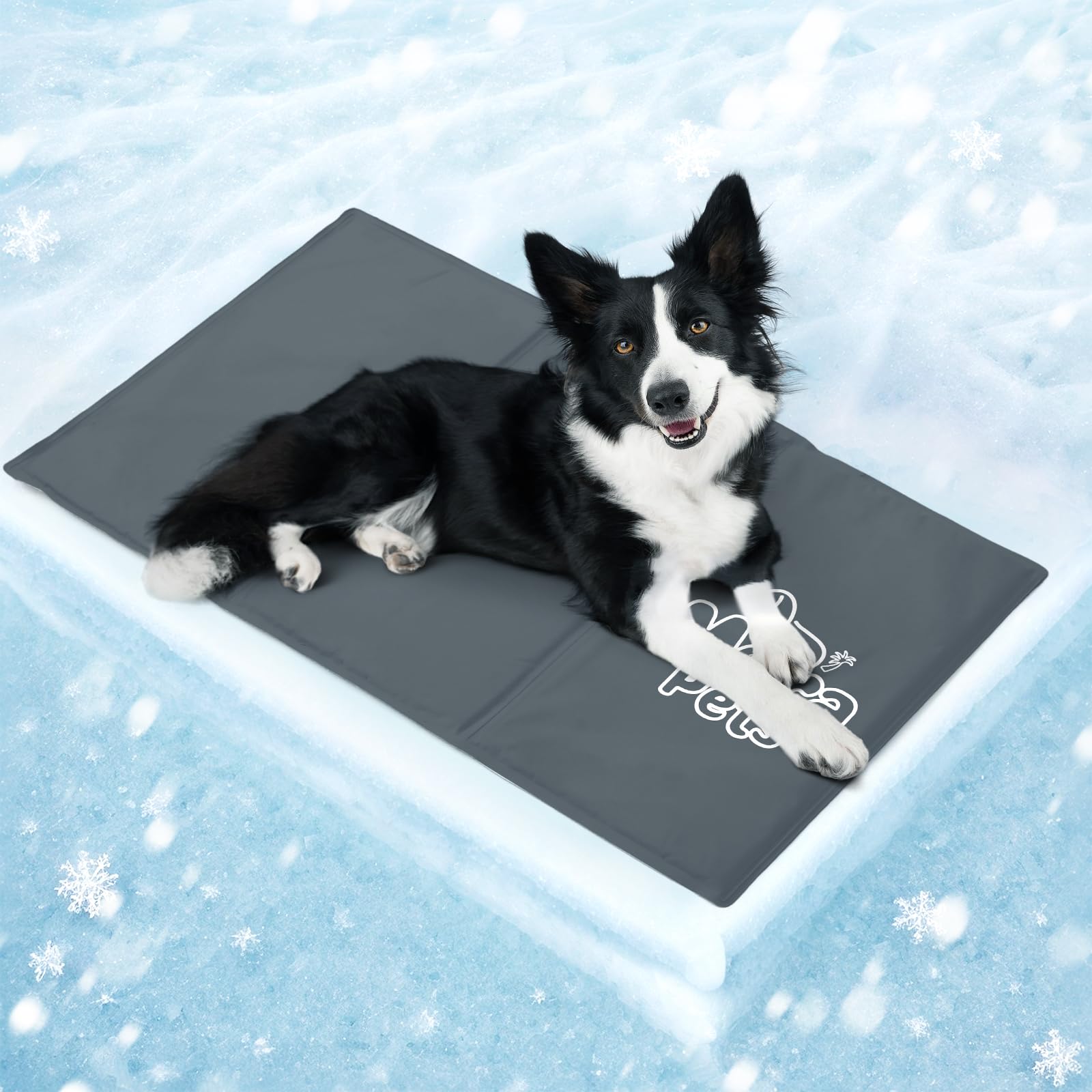 Mora Pets Cooling Blanket Dog Cooling Bed for Dog and Cat Non-toxic. Cool Summer Cool Mat Cooling Bed for Small Medium Pets Large Grey L 90 x 50 cm