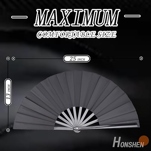 Miniatura 4 de Ventilador plegable Ventilador de mano chino Ventilador de rendimiento Ventilador de tela de nailon 13 pulgadas (negro)