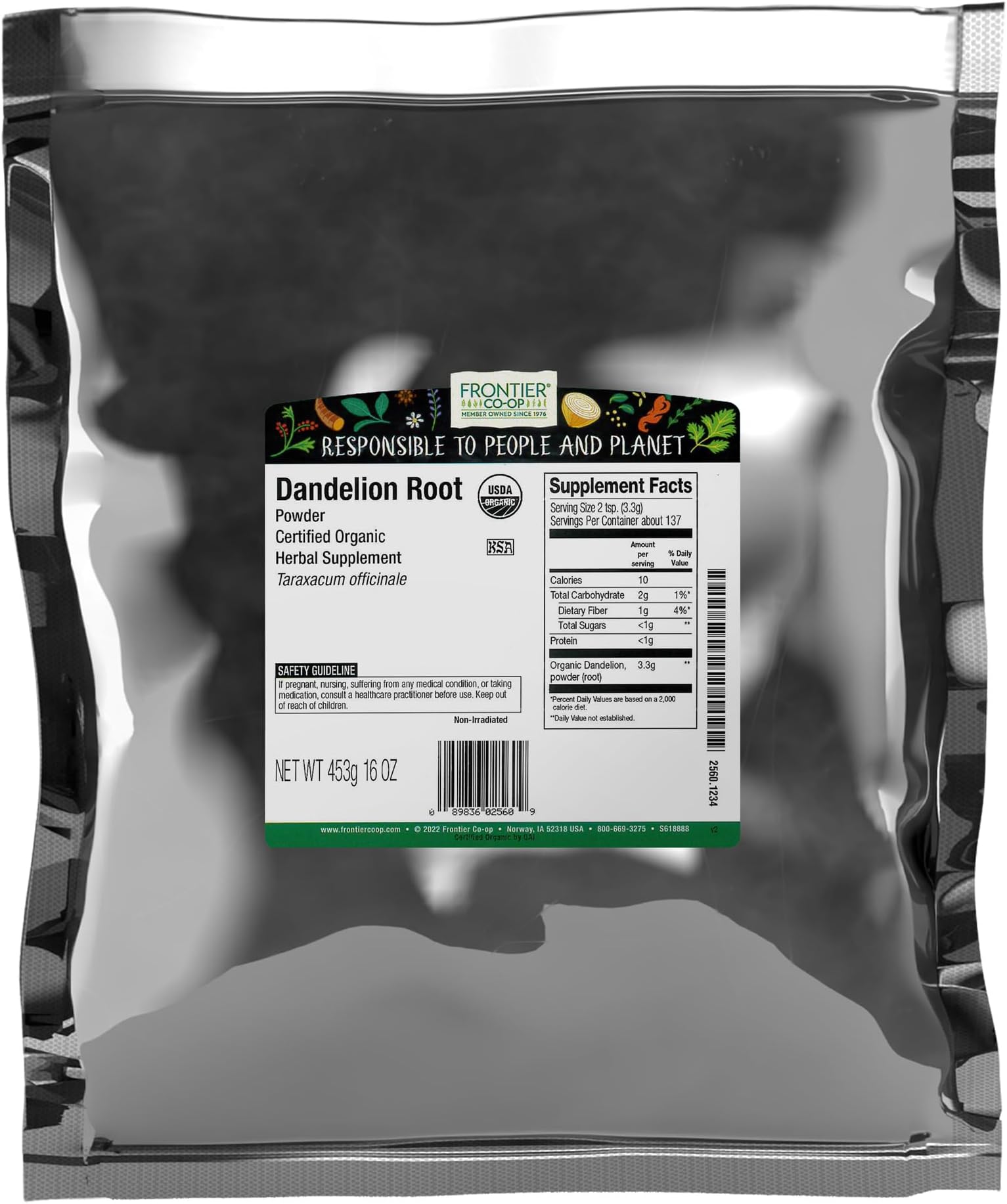 Frontier Co-op Organic Ground Dandelion Root 1lb