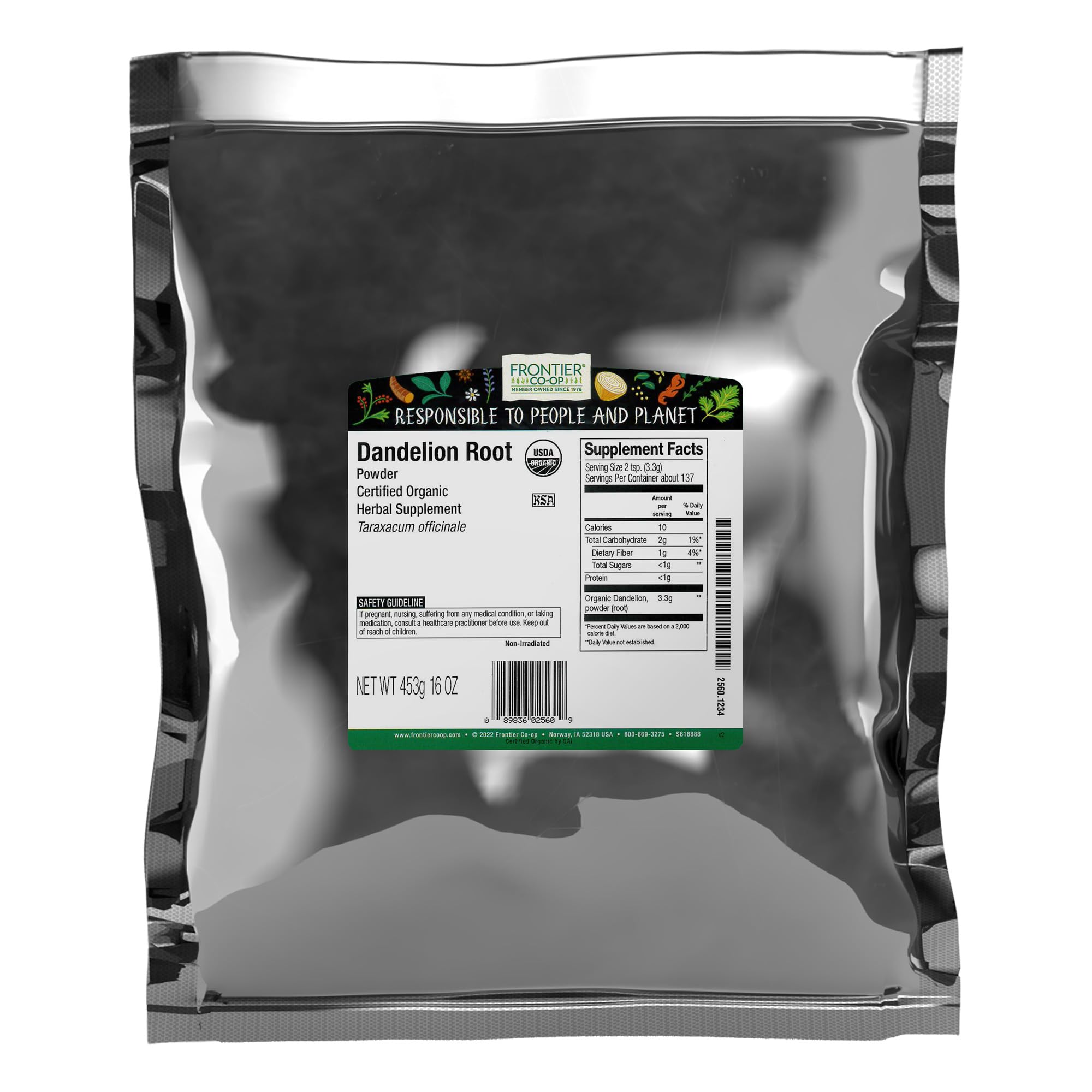 Frontier Co-op Organic Ground Dandelion Root 1lb