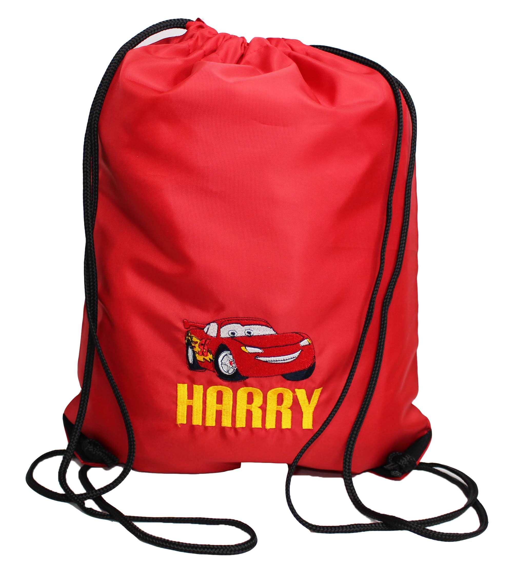 Teddyt's Red Personalised Cars Pe Drawstring Sport Swimming Bag (Red)