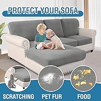 Vista 377 de H.VERSAILTEX 2025 New Sectional Couch Covers 8 Pieces Stretch Sofa Covers for Sectional Sofa Set Separate L Shaped Couch Cover for Both Left/Right