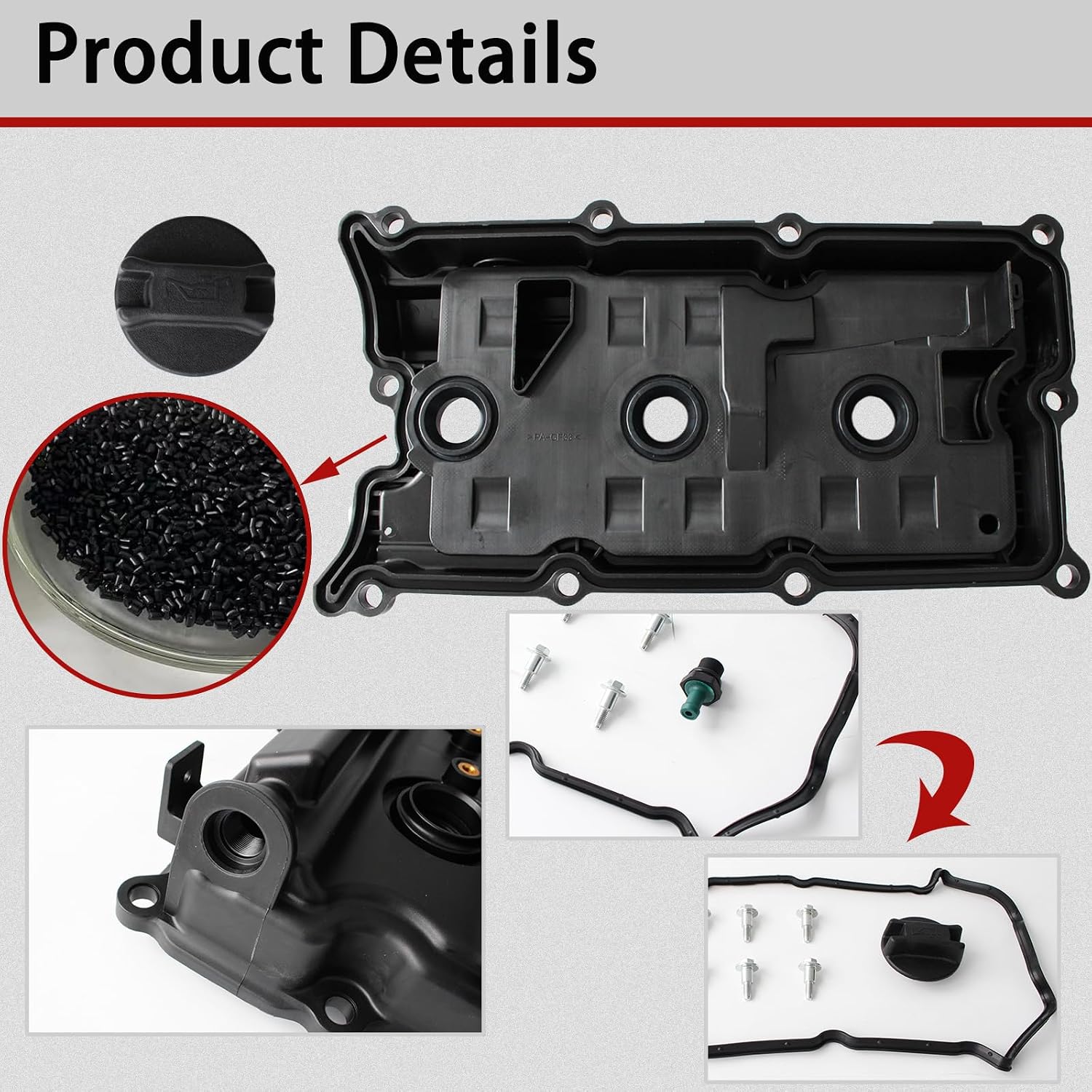 AUCERAMIC Pair Valve Covers with Gaskets Fit for Nissan Frontier Pathfinder Xterra NV1500 NV2500 NV3500 2005-2021 4.0L V6 Replace# 13264-EA200 13264-EA210