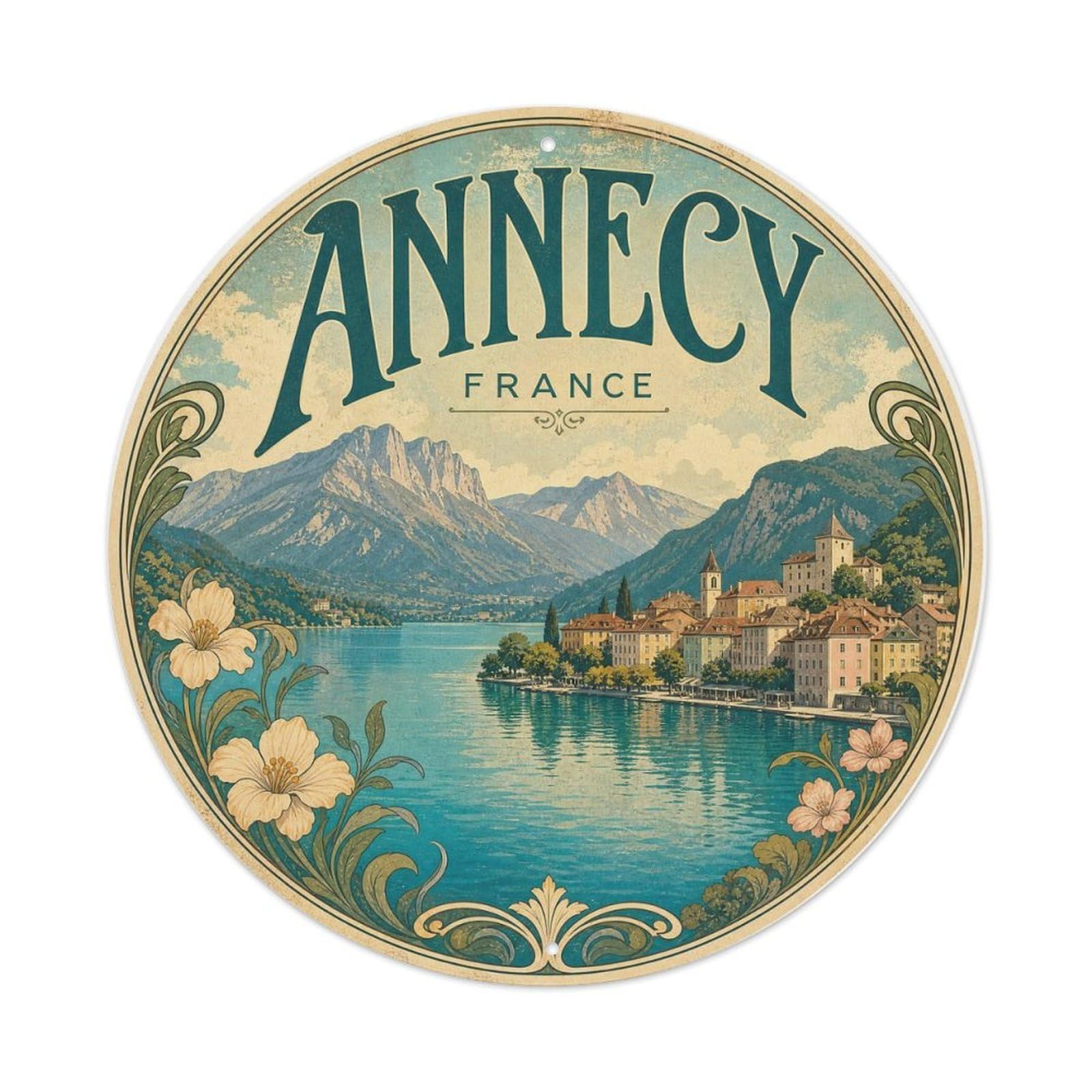 Metal Tin Sign Vintage Travel France Annecy