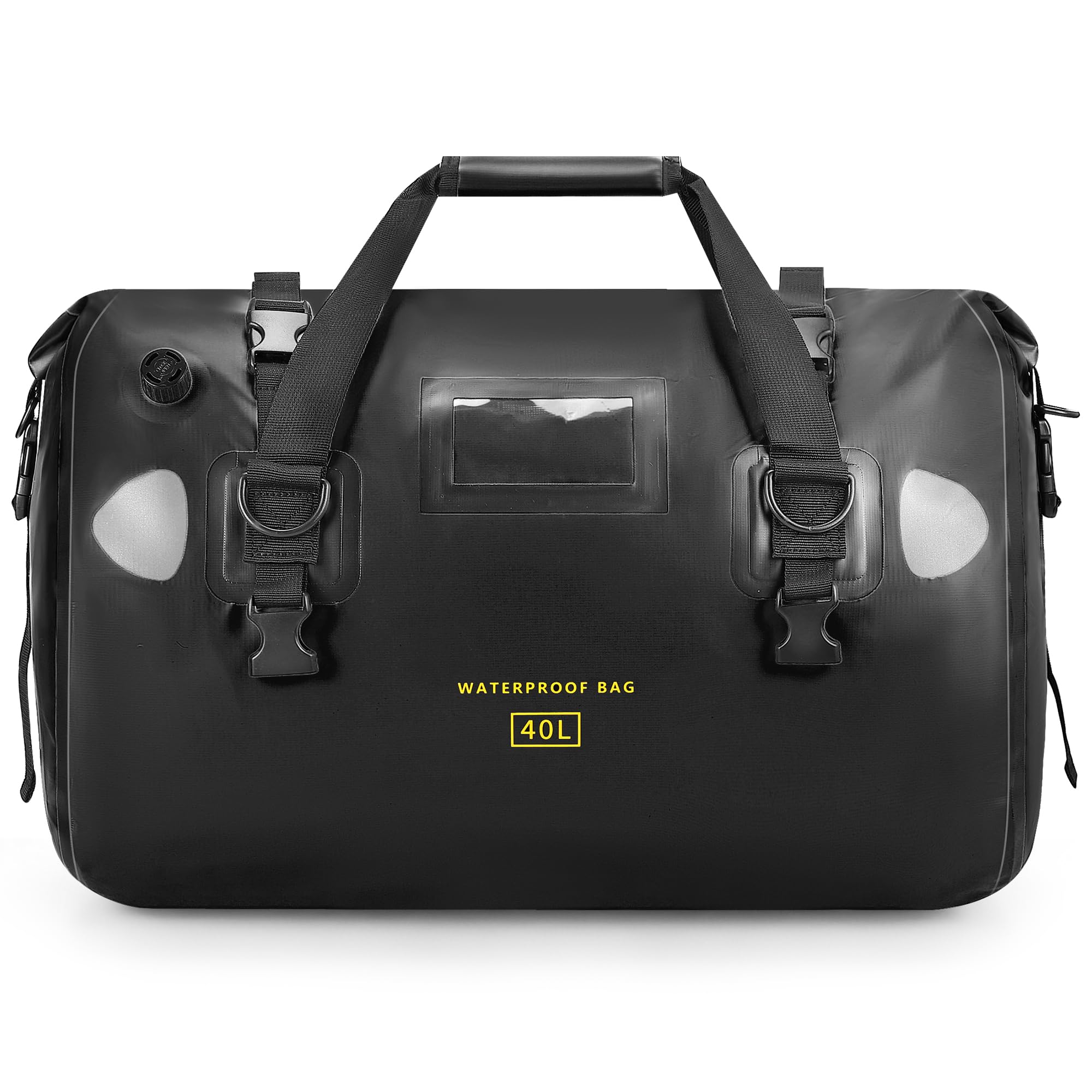 HOMIEE Bolsa trasera para motocicleta, 40 L, impermeable, bolsa grande con correas de cierre rápido, para turismo, camping, motociclismo, ciclismo, deportes acuáticos (negro)