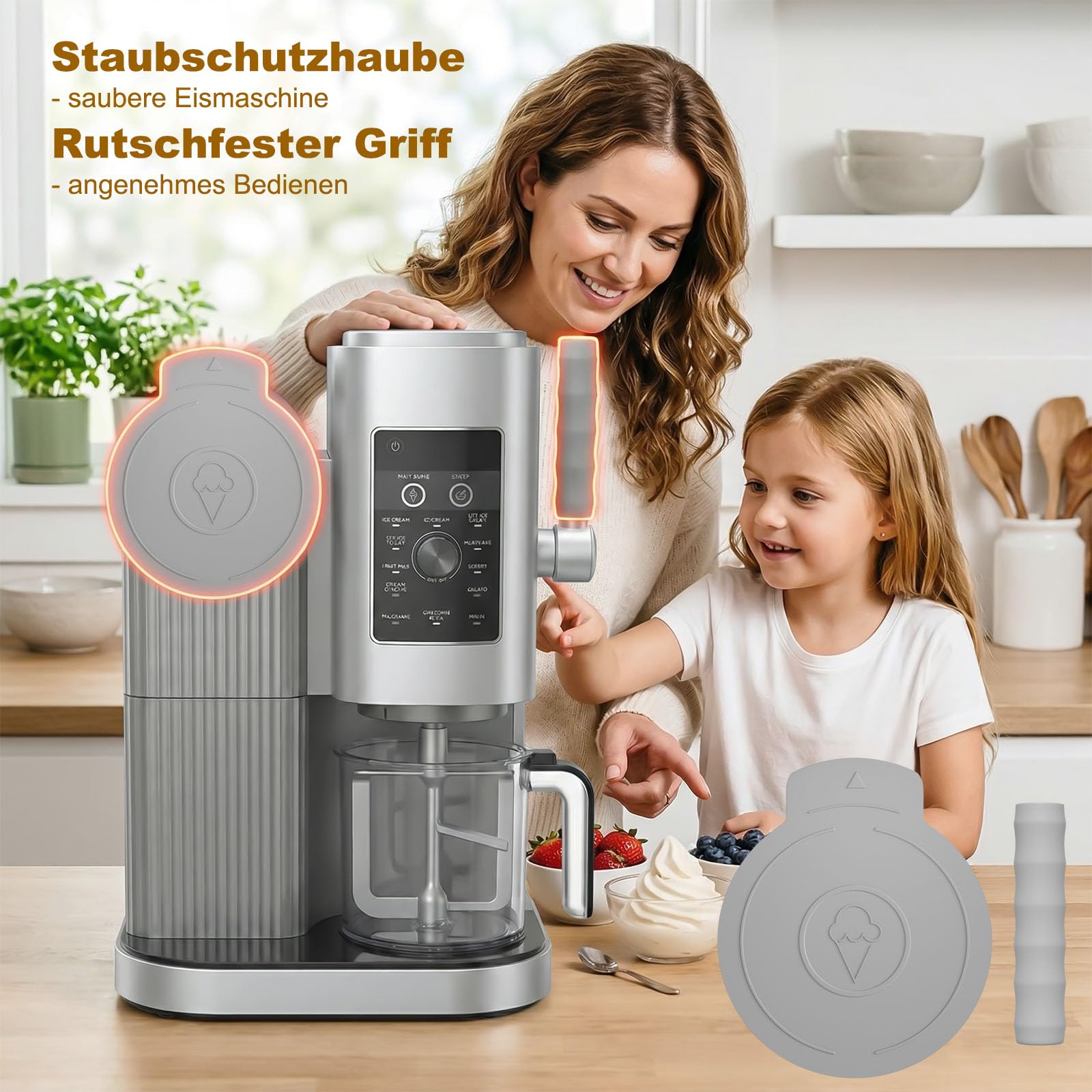 4 Stück Behälter für Ninja CREAMi Swirl, 480ML Eisbehälter für Ninja Eismaschine NC700 & NC701EU Serie, Mit Staubschutzhaube & Rutschfester Griff, BPA-frei & Spülmaschinenfest