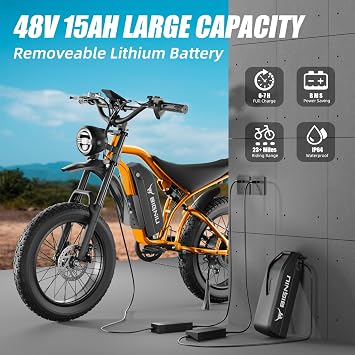 BIGNIU BG-S Electric Bike for Adults 20x4.5 Fat Tire, 1200W Motor, 48V 15Ah Battery, 7-Speed, Dual Disc Brakes for Off-Road and City Riding